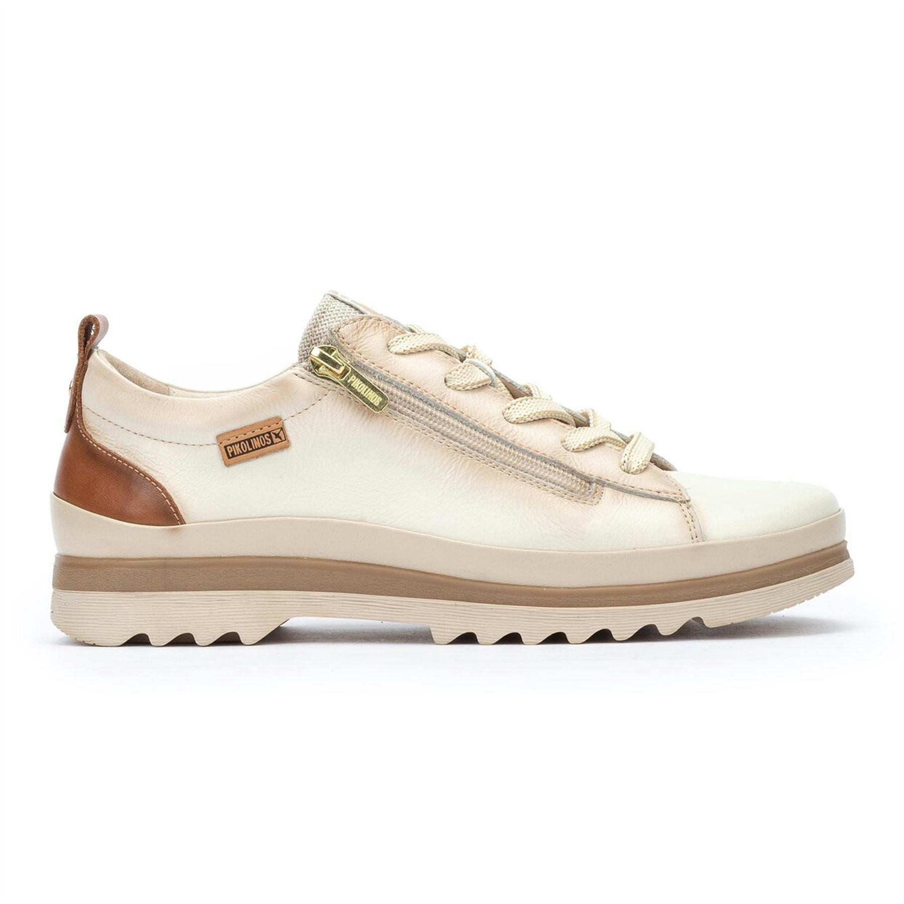 Pikolinos Women's White ’S Nata Leather Laces & Zipper Trainers - Vigo - Uk 5 | Eu 38 | Us 7.5-8