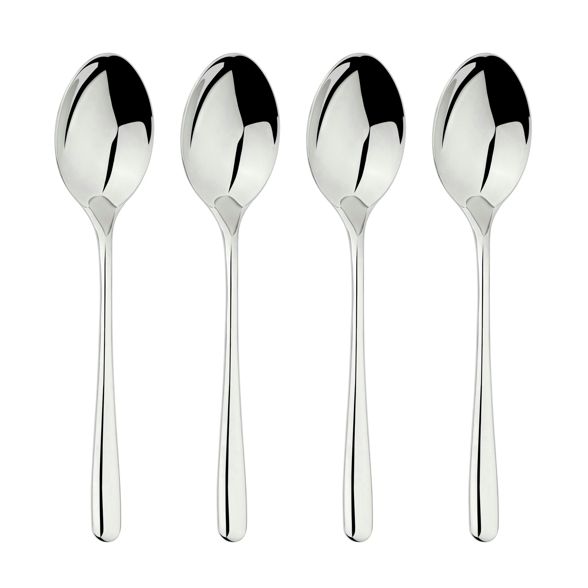 Glim & Glam Silver Cutlery 18/8 Stainless Steel Spoon 4Pc Set Sphere - Stainless Steel - Dinner Spoon