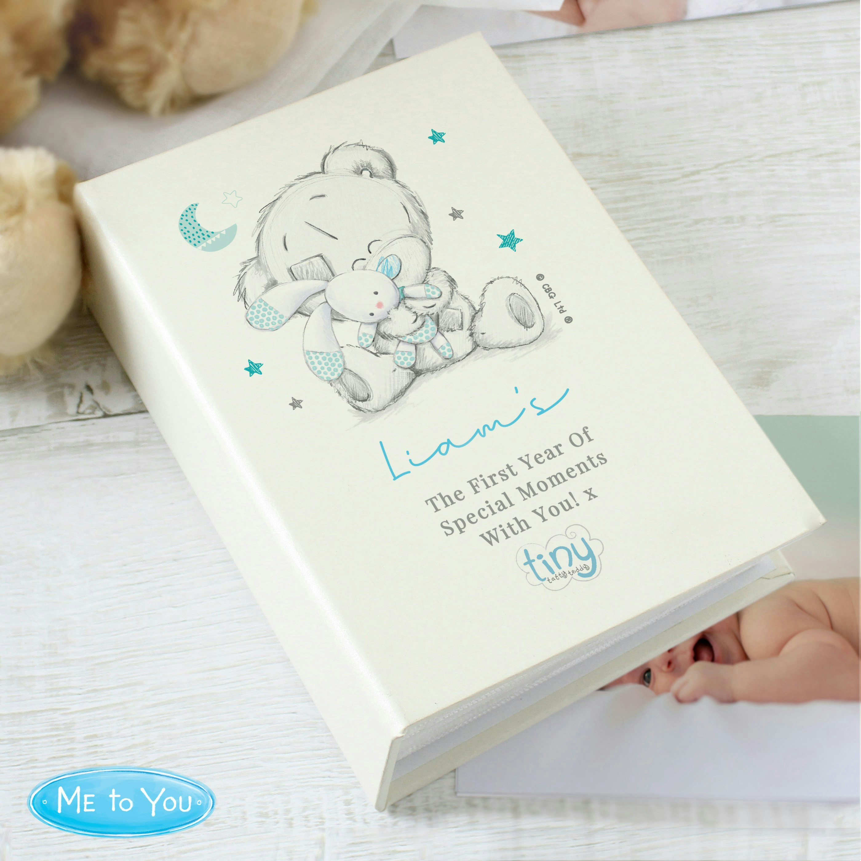 Rackhams Blue Personalised Tiny Tatty Teddy 6X4 Photo Album With Sleeves