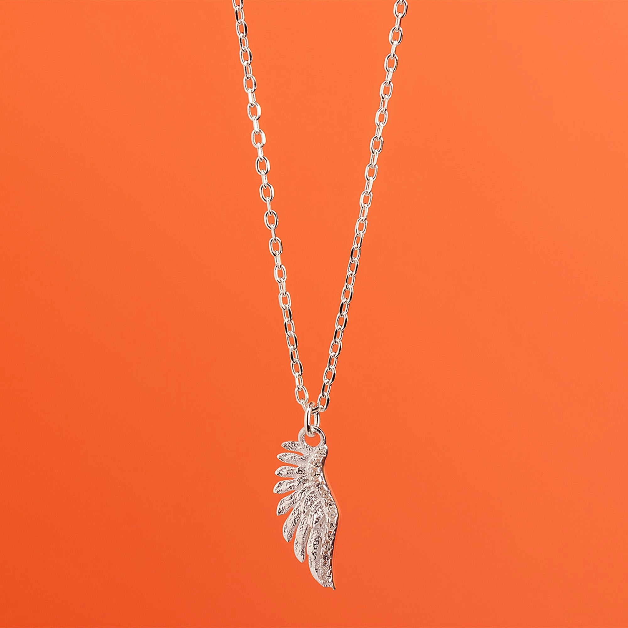 Mylee London Silver Crystal Angel Wing Necklace - Sterling - No