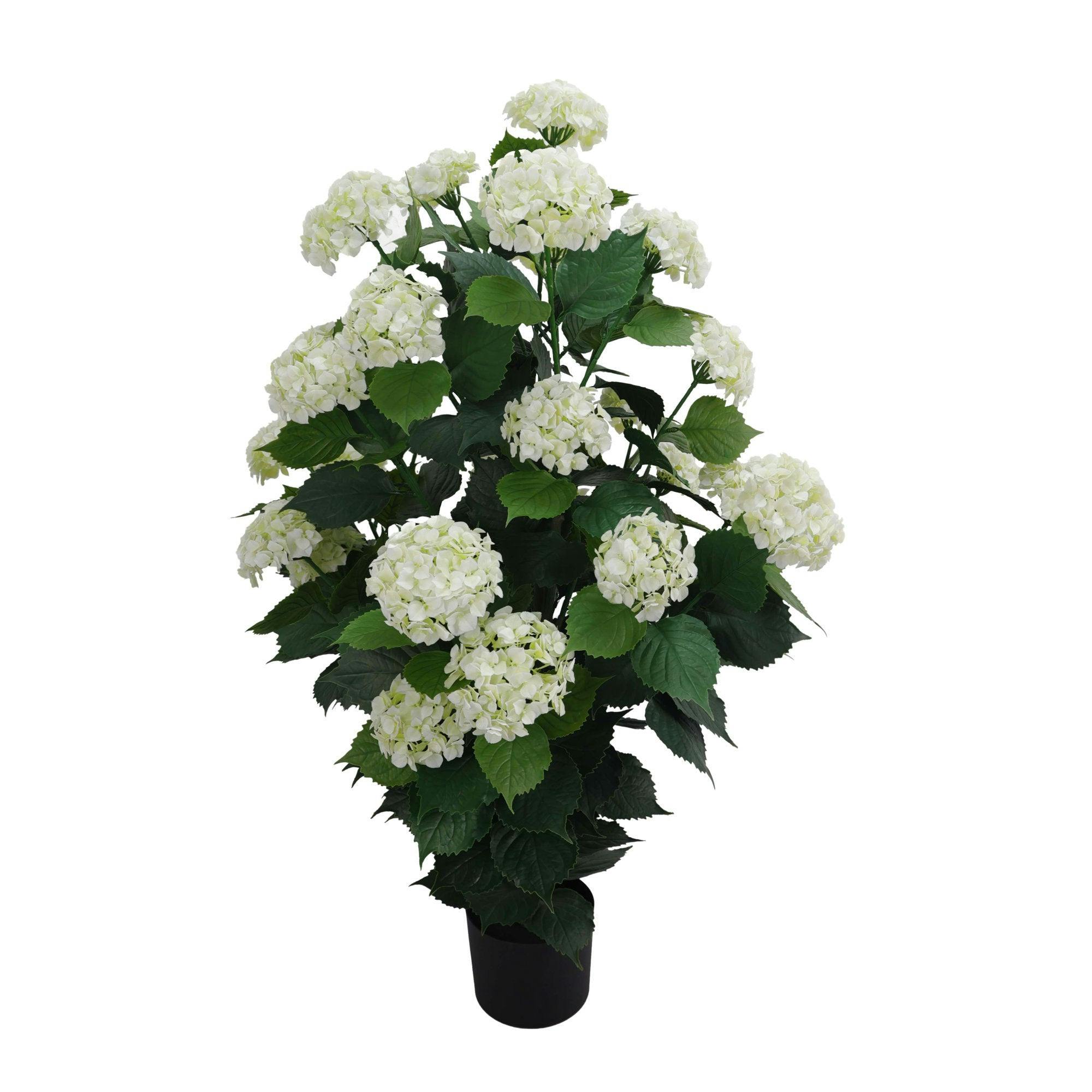 True Products White Artificial Hydrangea Bush Uv Protected - 60Cm, 90Cm & 120Cm - 120Cm