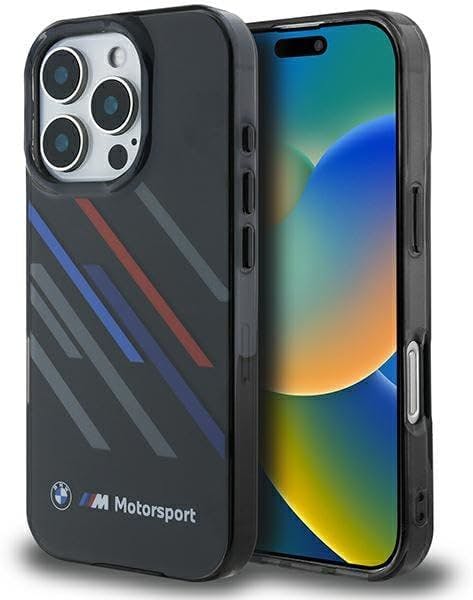 Bmw Black Motorsport Iml Random Stripes Case With Iphone 16 Pro 6.3" - Bmhcp16l23htrak
