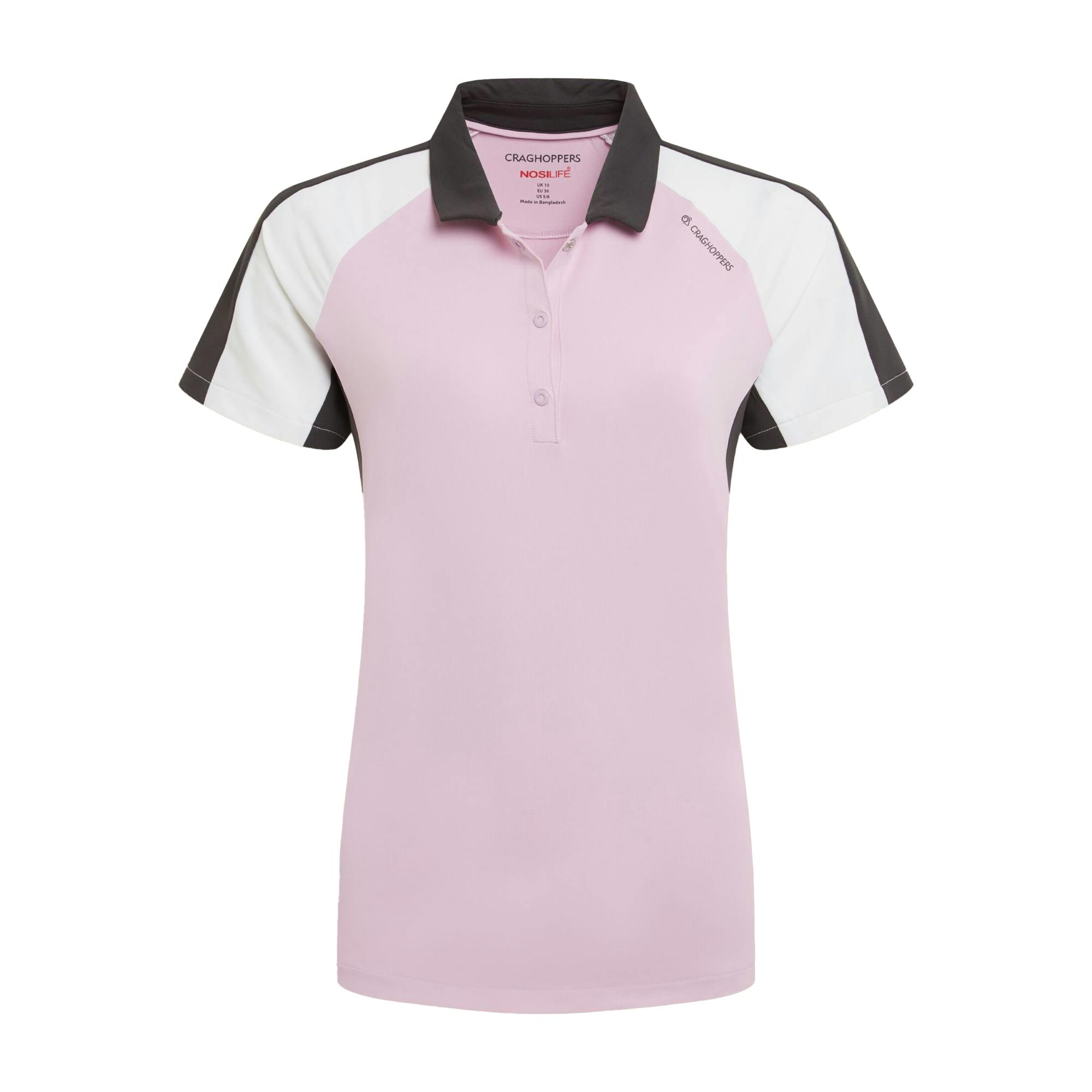 Craghoppers Women's White Hazelmere Nosilife Short-Sleeved Golf Polo Shirt - Orchid/ - 16 Uk - Orchid/ - 62% Recycled Polyester/28% Polyester/10% Elastane