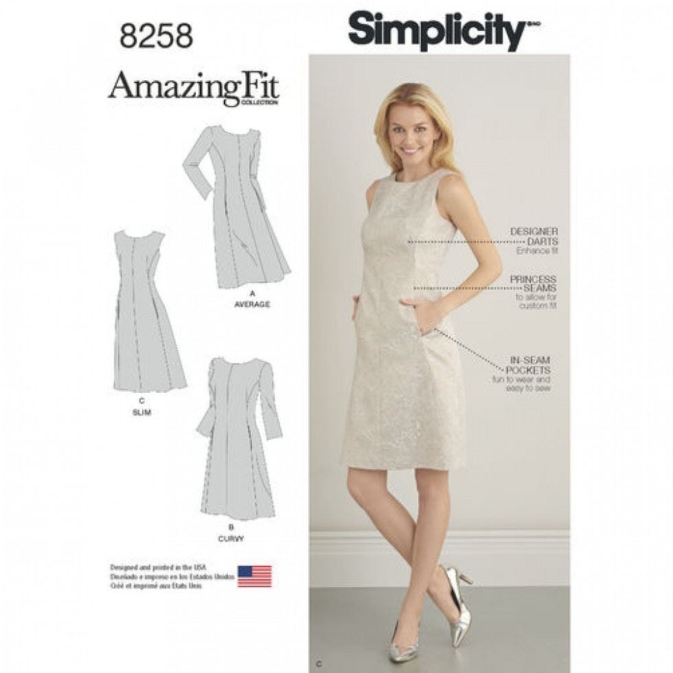 Simplicity Women's Sewing Pattern 8258, Dresses For Bb (20W-28W) - Intermediate - Bb (20W-28W)