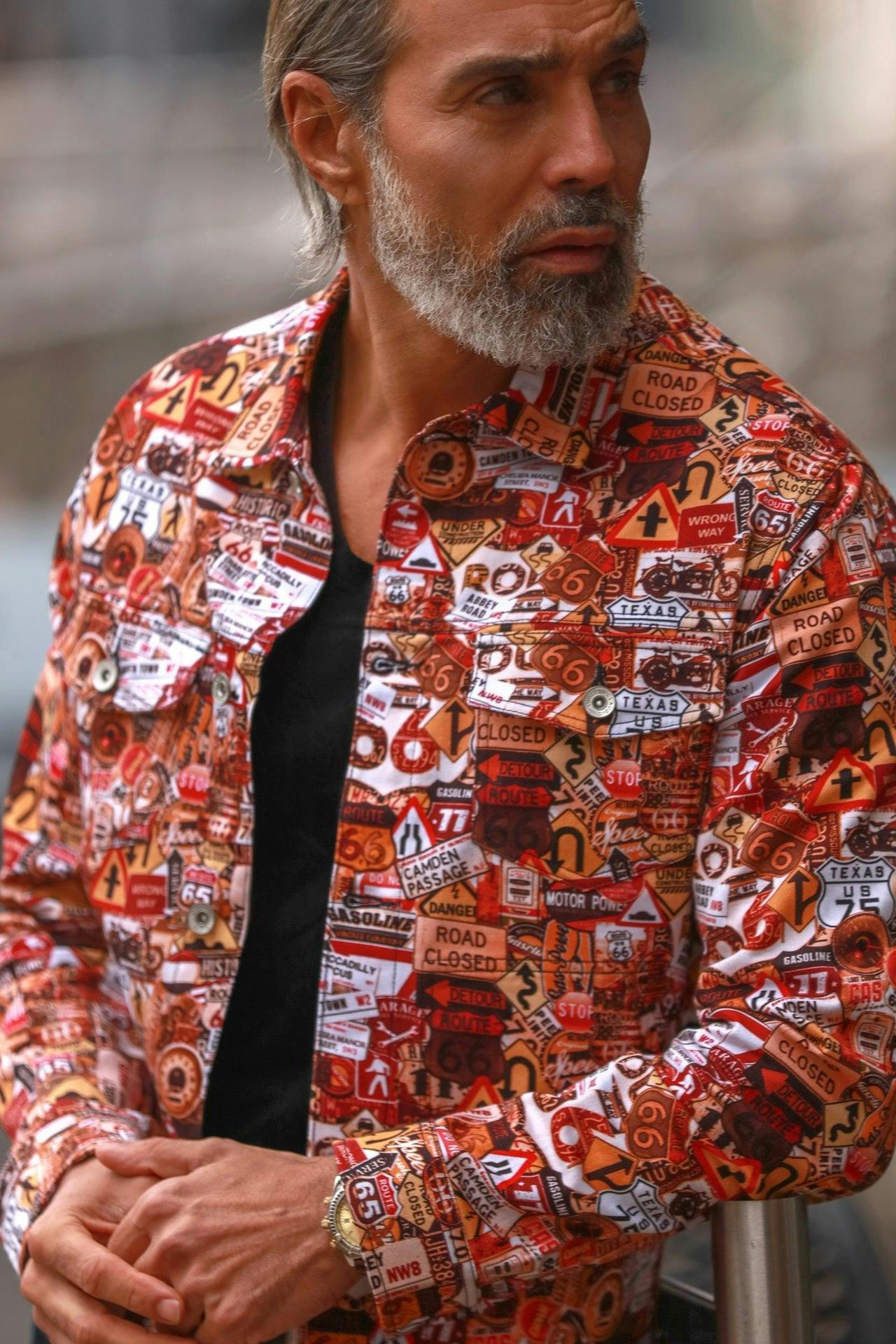 Claudio Lugli Road Signs Print Shacket - Xxl