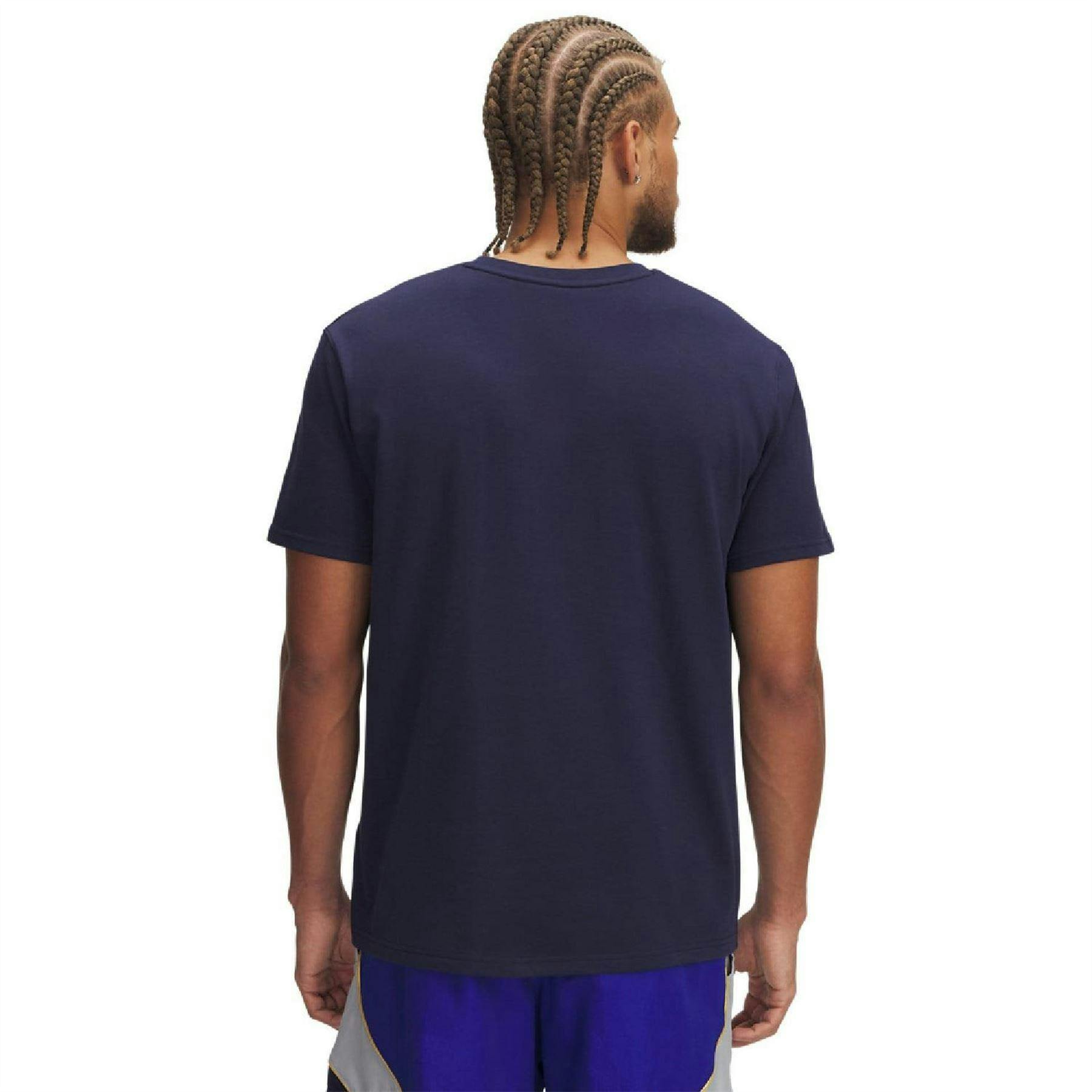 Under Armour Men's Blue Logo Heavyweight Loose T-Shirt - M - 60% Cotton/40% Polyester