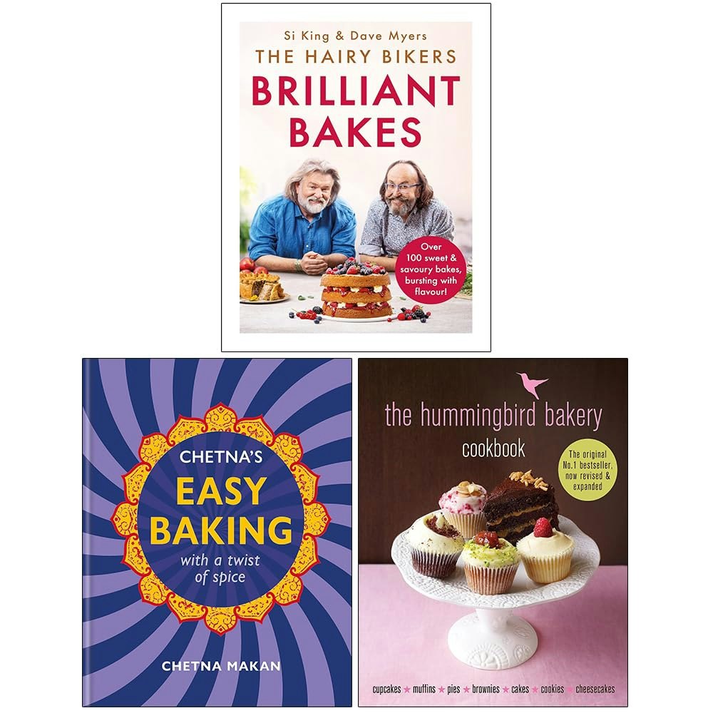 Various Publishers The Hairy Bikers' Brilliant Bakes, Chetna's Easy Baking & The Hummingbird Bakery Cookbook Book Set Size 3