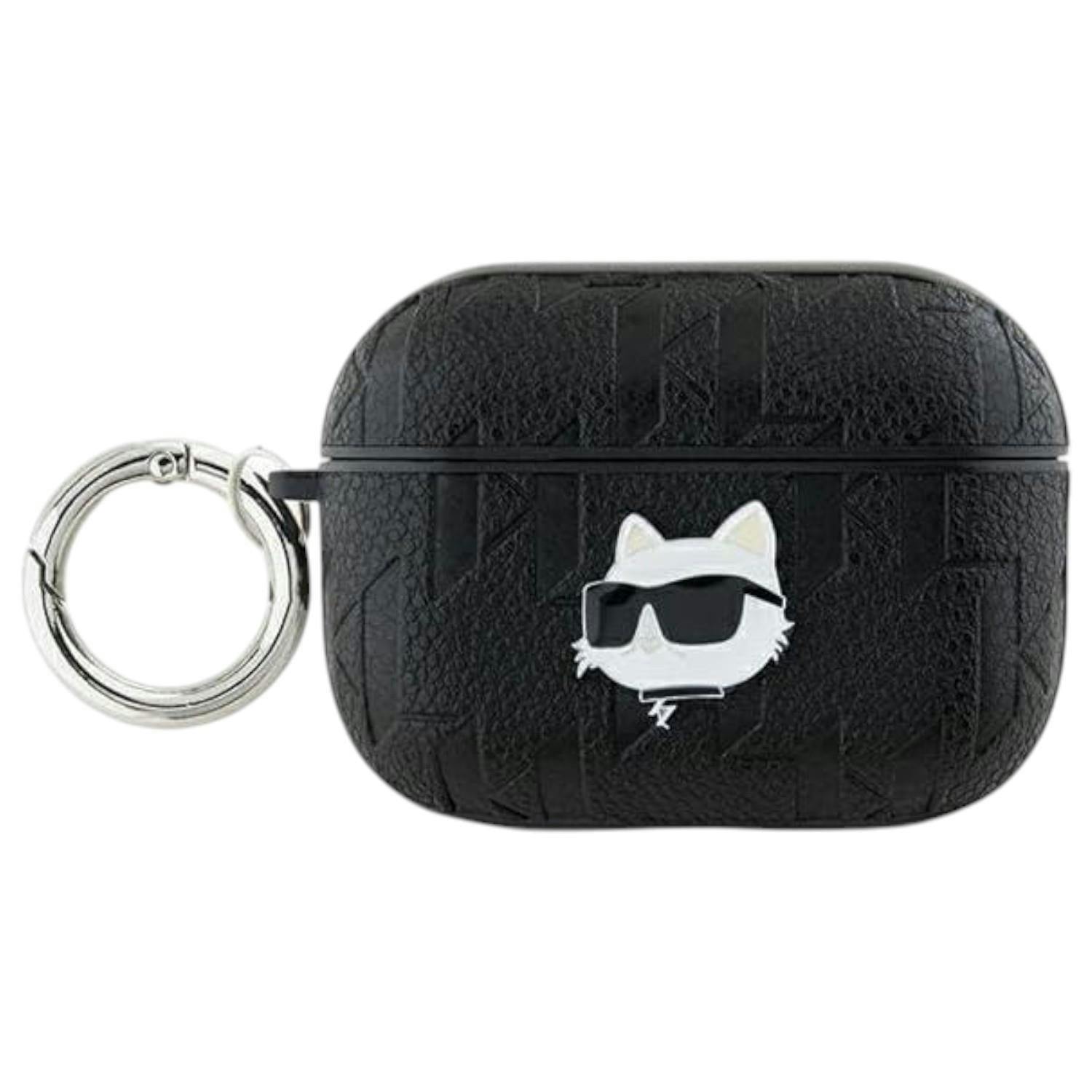 Karl Lagerfeld Black Monogram Choupette Head Case For Airpods Pro 2 - Klap2pgchpk