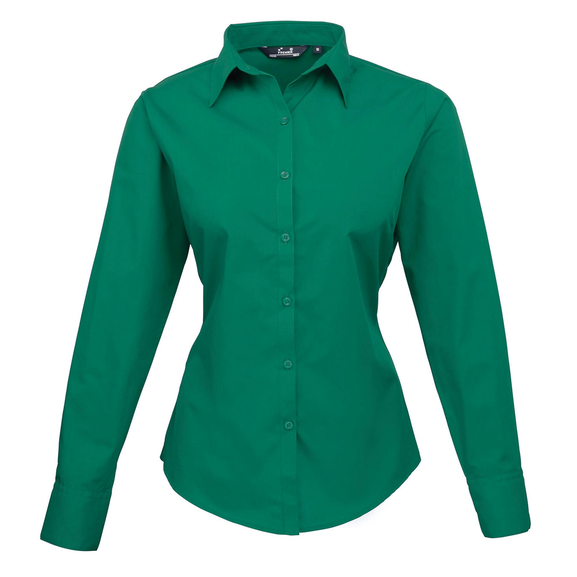 Joom Premier Women's Emerald / Poplin Long-Sleeved Blouse Cm - Image 4