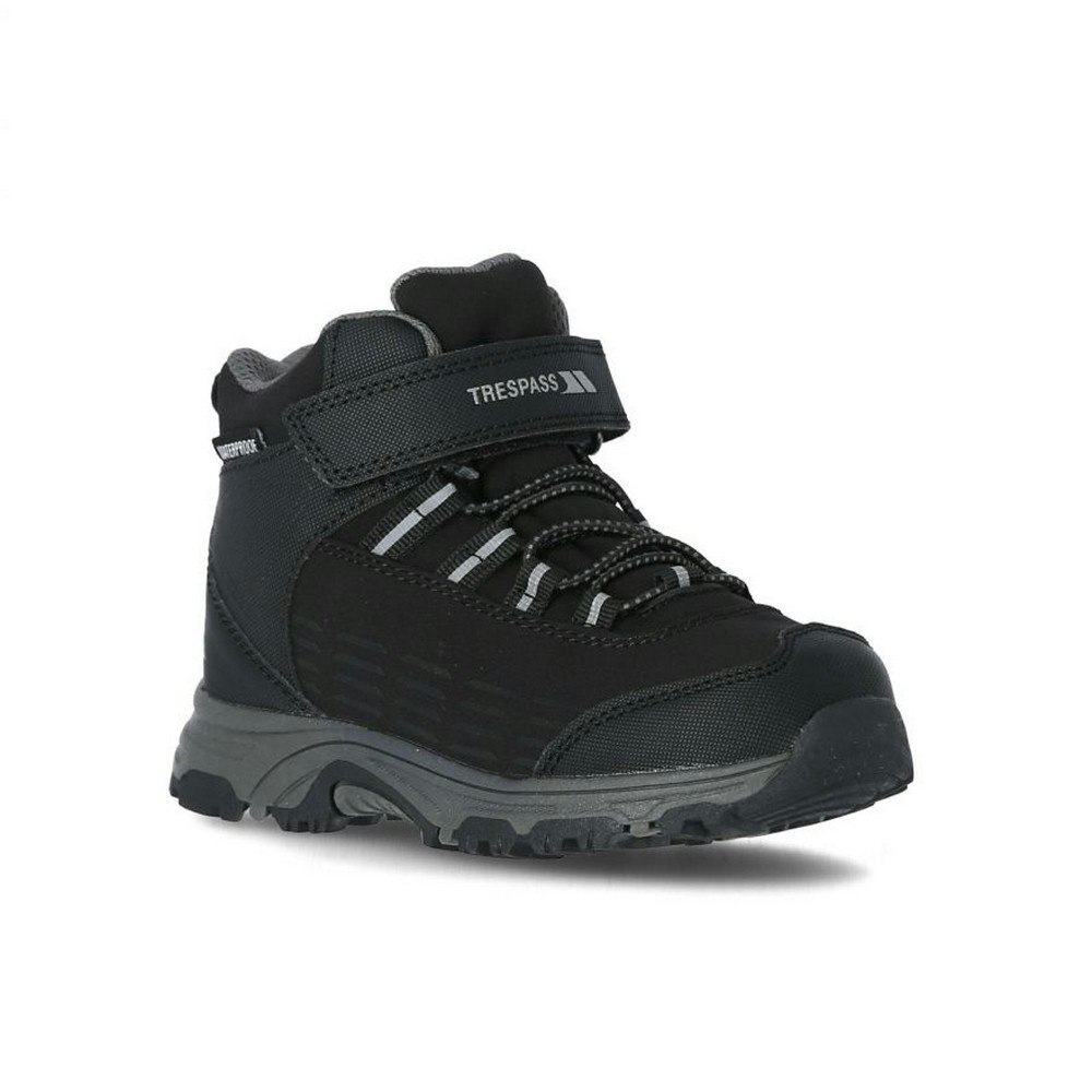 Trespass Boys Black Harrelson Mid Cut Hiking Boots - 12 Child Uk
