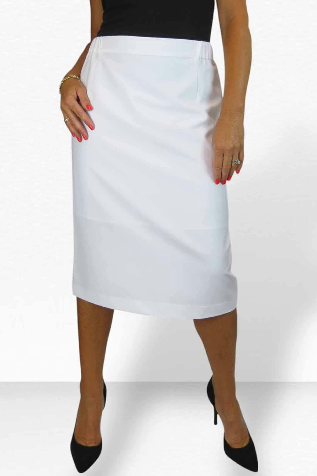 Paulo Due Women's White Tailored Midi Pencil Skirt - 24
