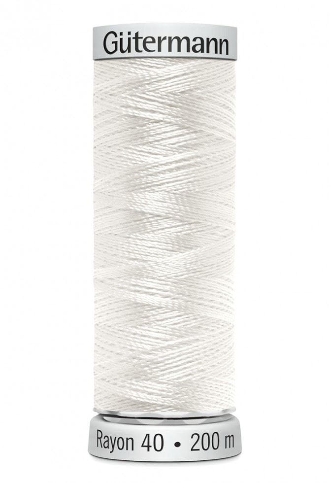 Gutermann No 40 Sulky Rayon Embroidery Thread 200M Rayon Thread Suitable For Embroidery - 1002 - 200 Metres