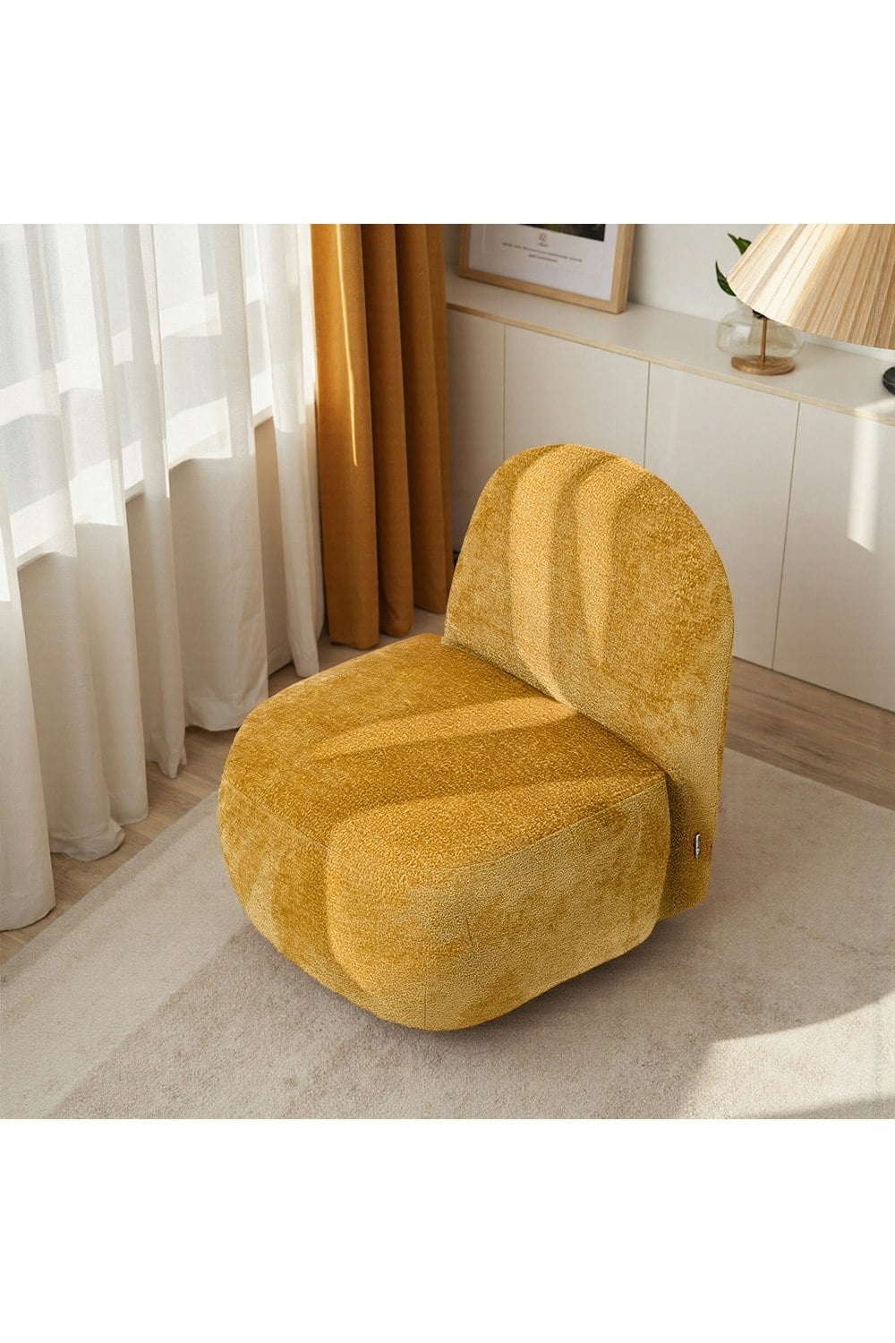 Rackhams Yellow Modern Chenille Upholstered Lounge Chair