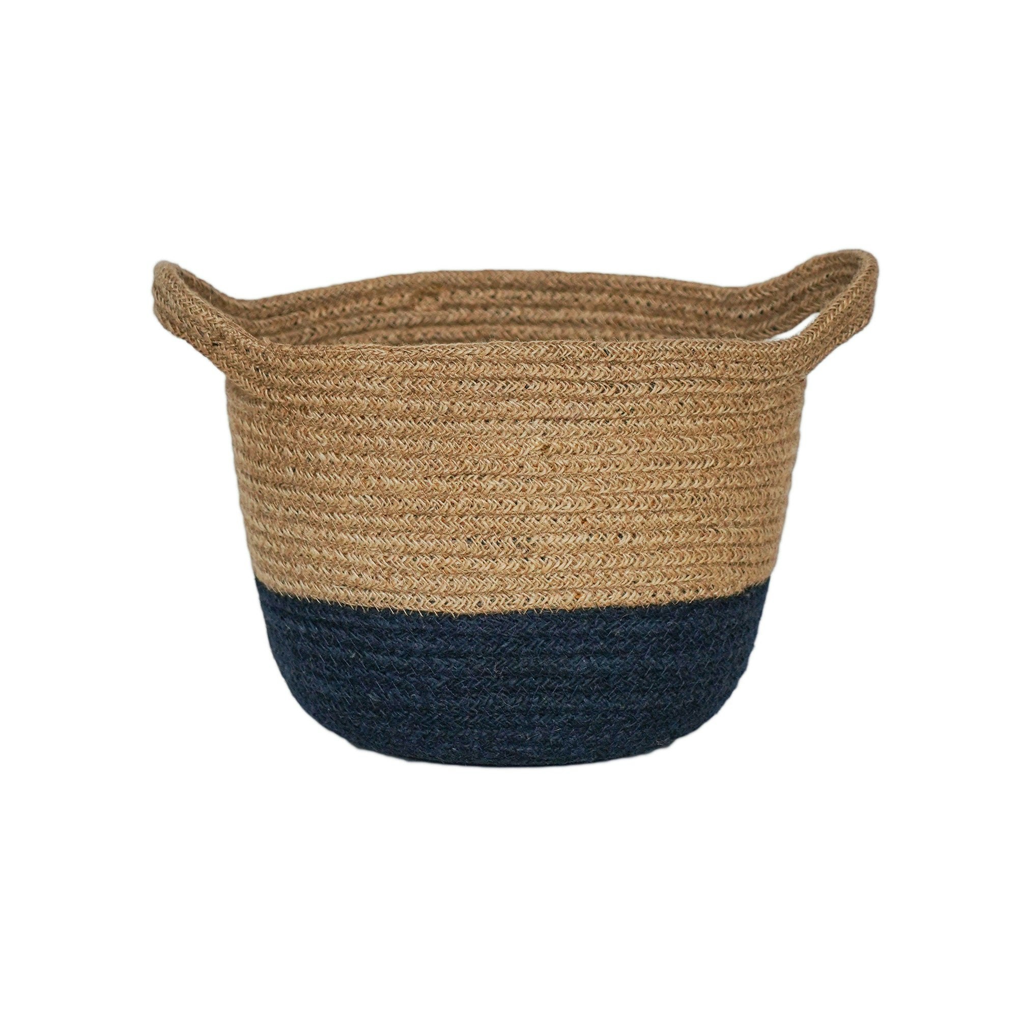 Ivyline Blue Geilo Jute Lined Basket - Royal