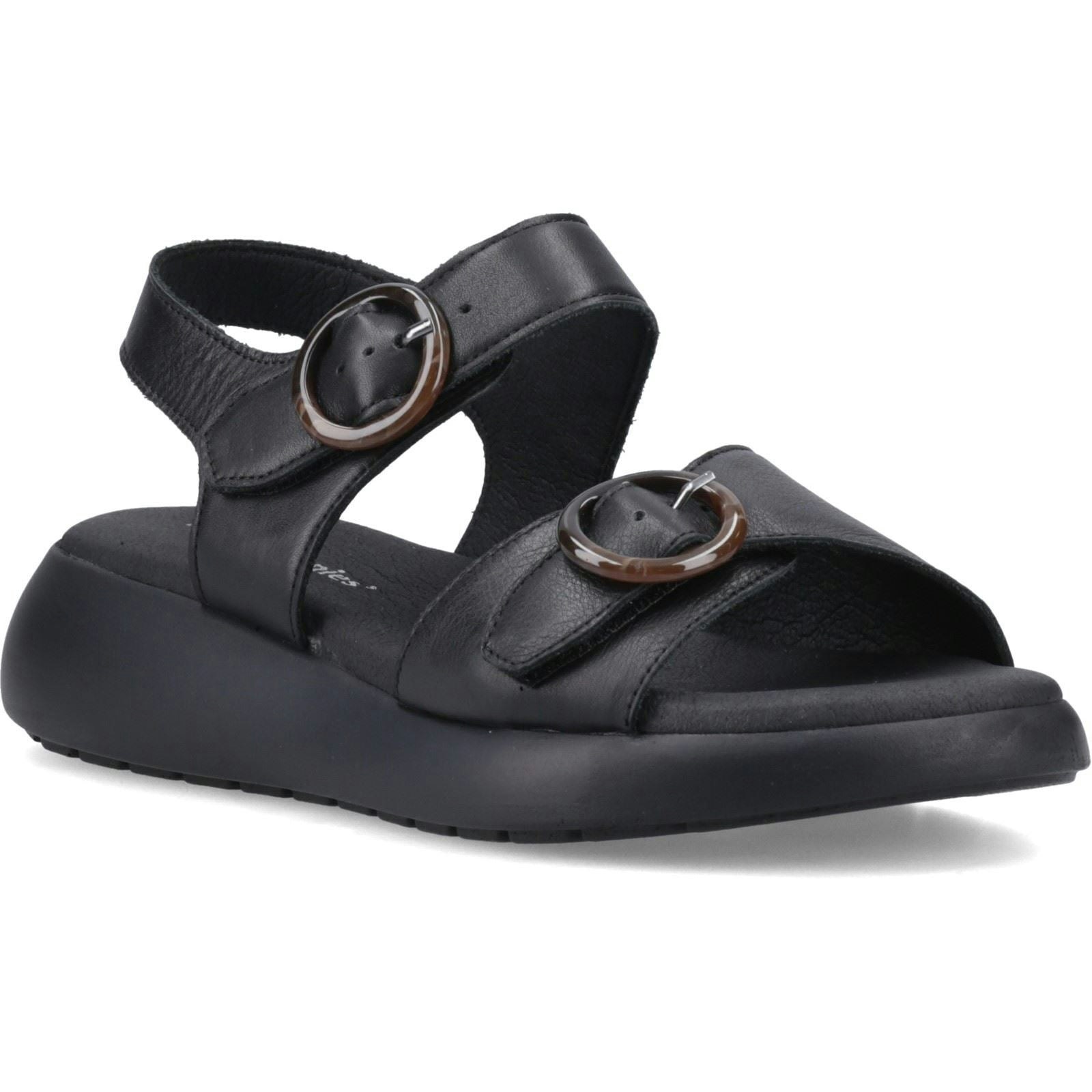 Hush Puppies Women's Black Alison Leather Sandals - Size 6