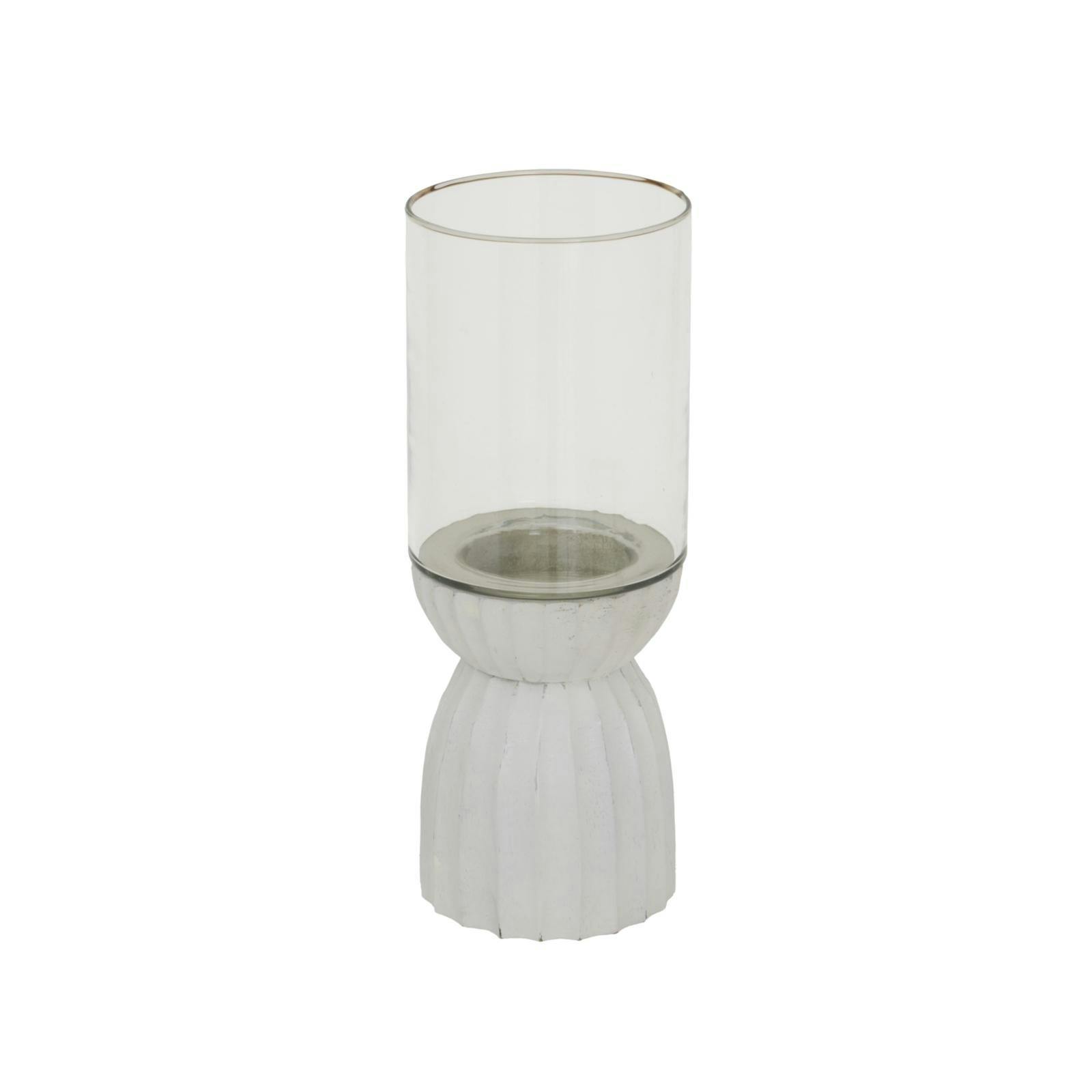 Rackhams White Carved Hurricane Lantern - 32Cm X 12Cm X 12Cm - 100% Mixed