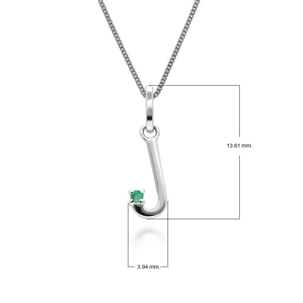 Gemondo White/Gold Initial Emerald Letter Charm Necklace In 9Ct - J
