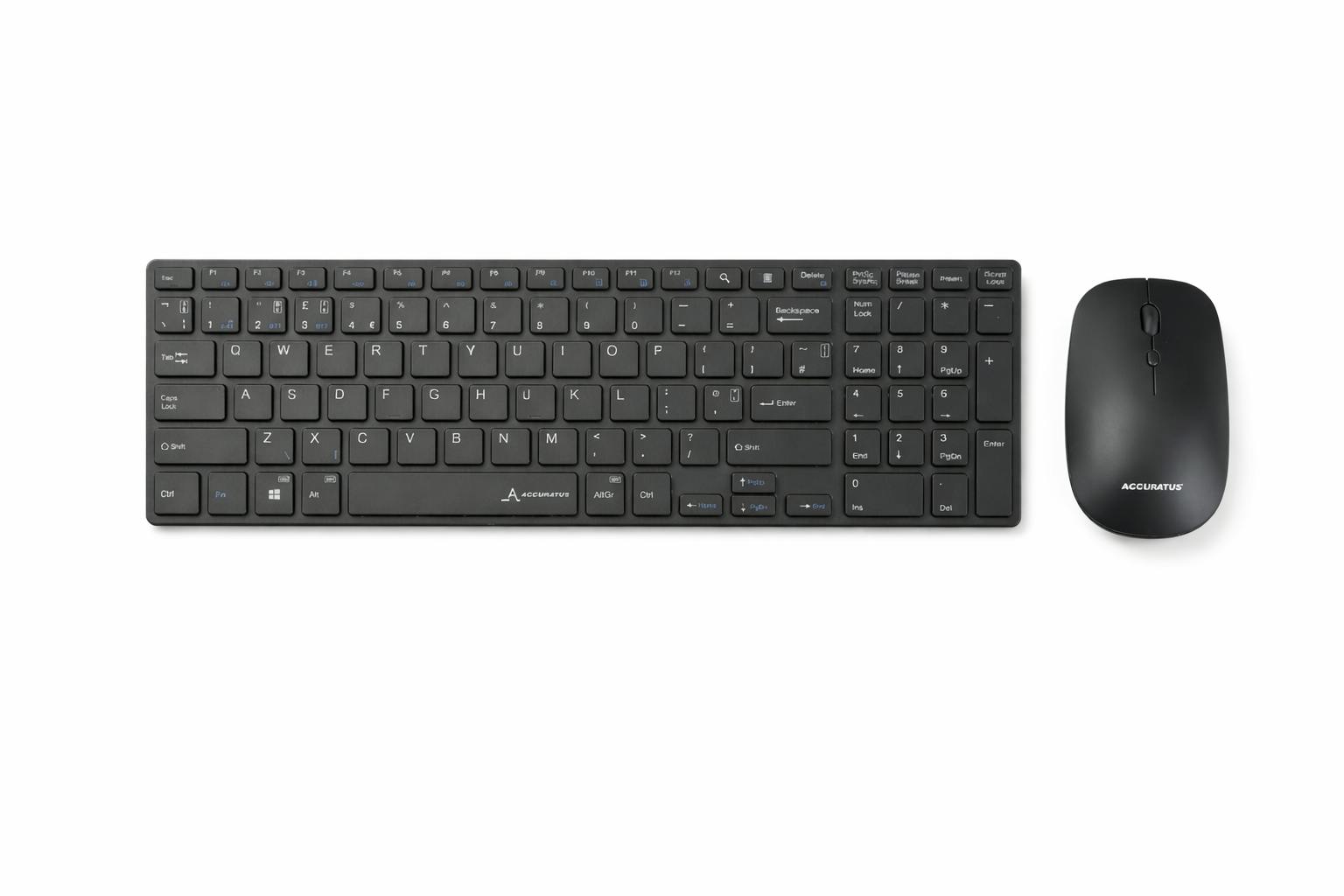 Accuratus Minimus X 2 - Minimalist Ultra Sleek Wireless Rf 2.4Ghz & Bluetooth Rechargeable Keyboard & Mouse Set