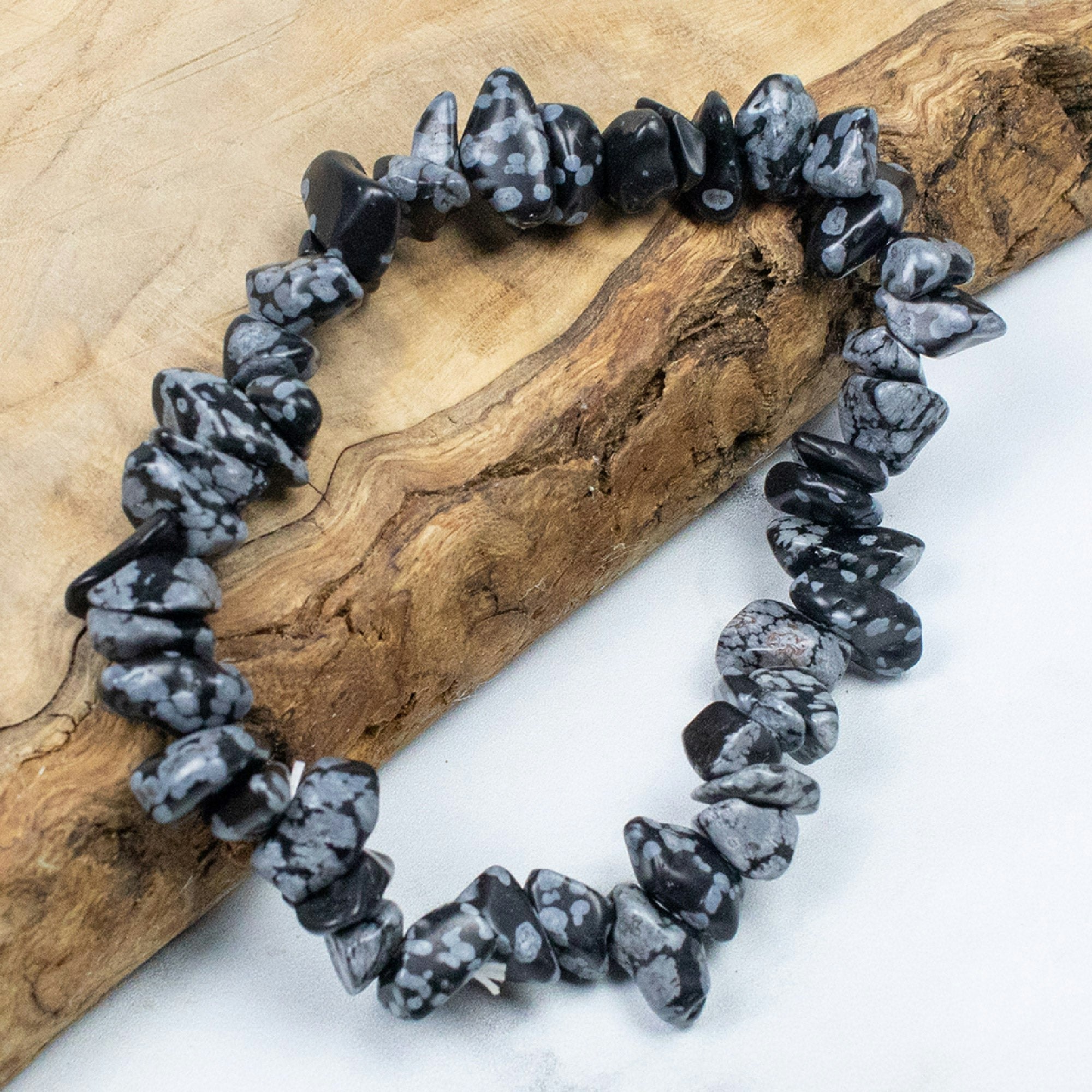 Myga Red/Turquoise Stone Chip Bracelet - Snowflake Obsidian