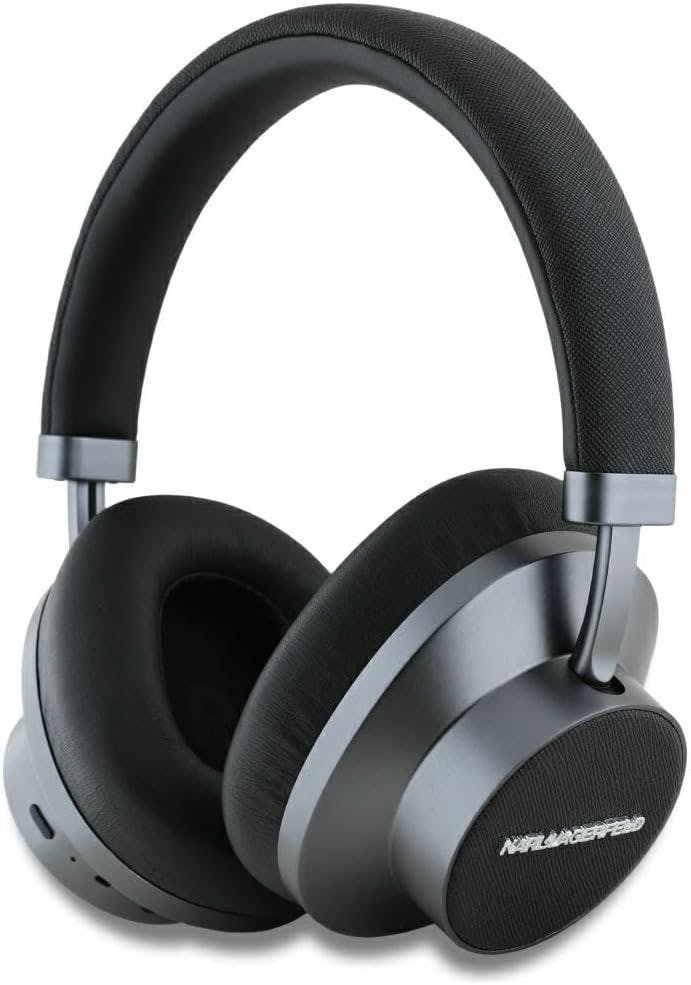 Karl Lagerfeld Black Saffiano Metal Logo Anc/Enc Wireless Headphones - Klbhp73psackmk