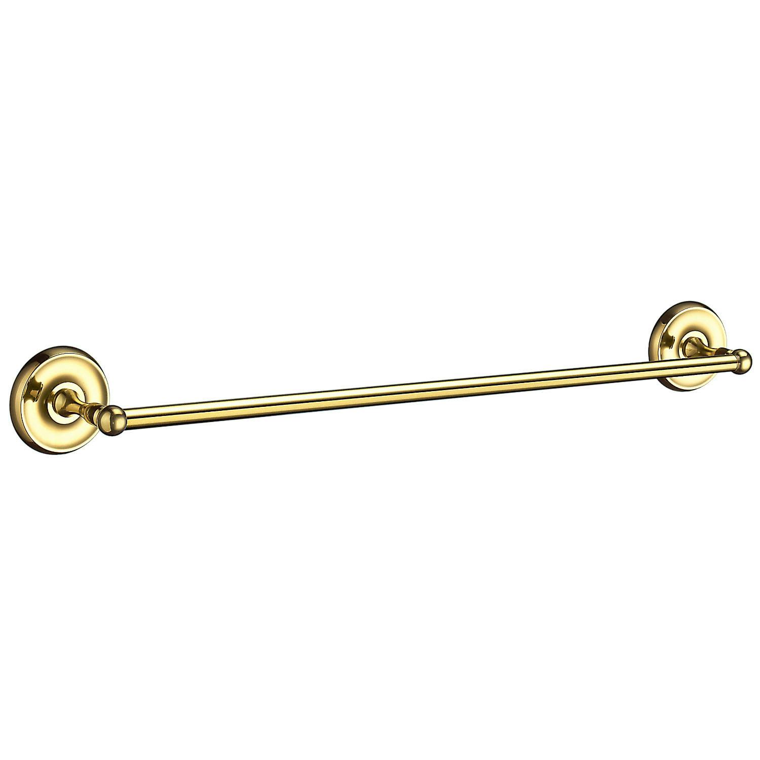 Smedbo Polished Brass Single Towel Rail 63.5Cm/25" Wall Mounted With Concealed Screws Bathroom Towel Holder