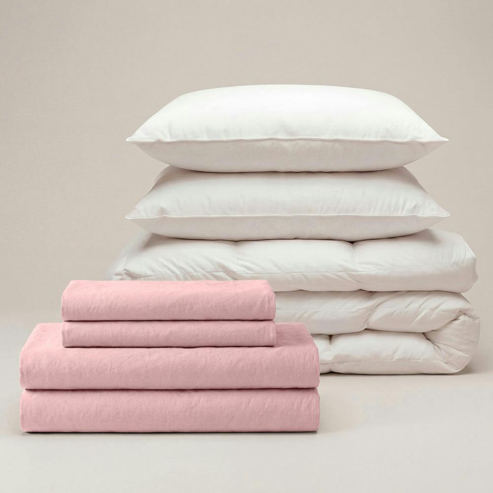 Bedable Pink Percale Move-In Bedding Set - King - King
