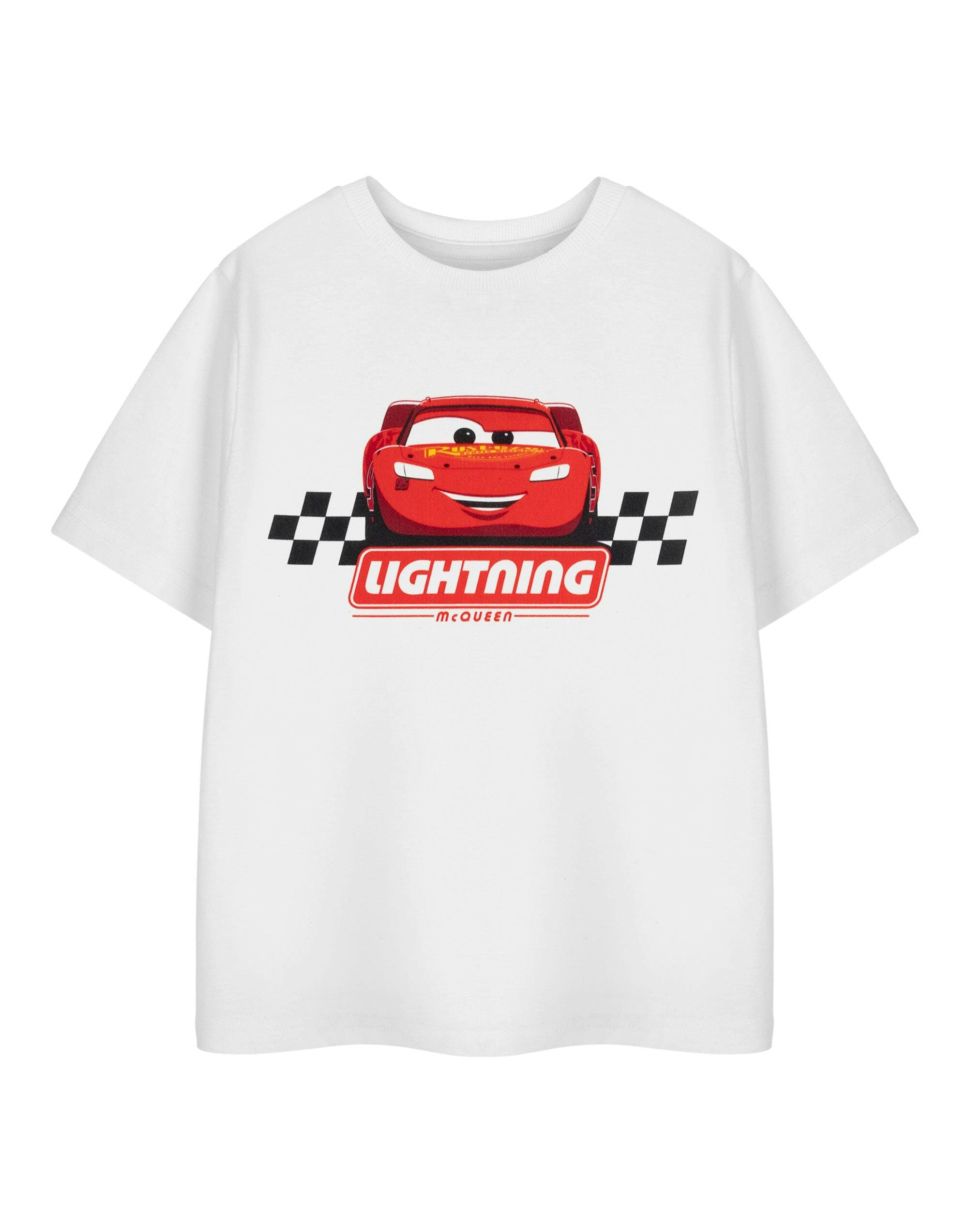 Vanilla Underground Boys White Disney Lightening Mcqueen Cars Short Sleeved T-Shirt - 3-4 Years