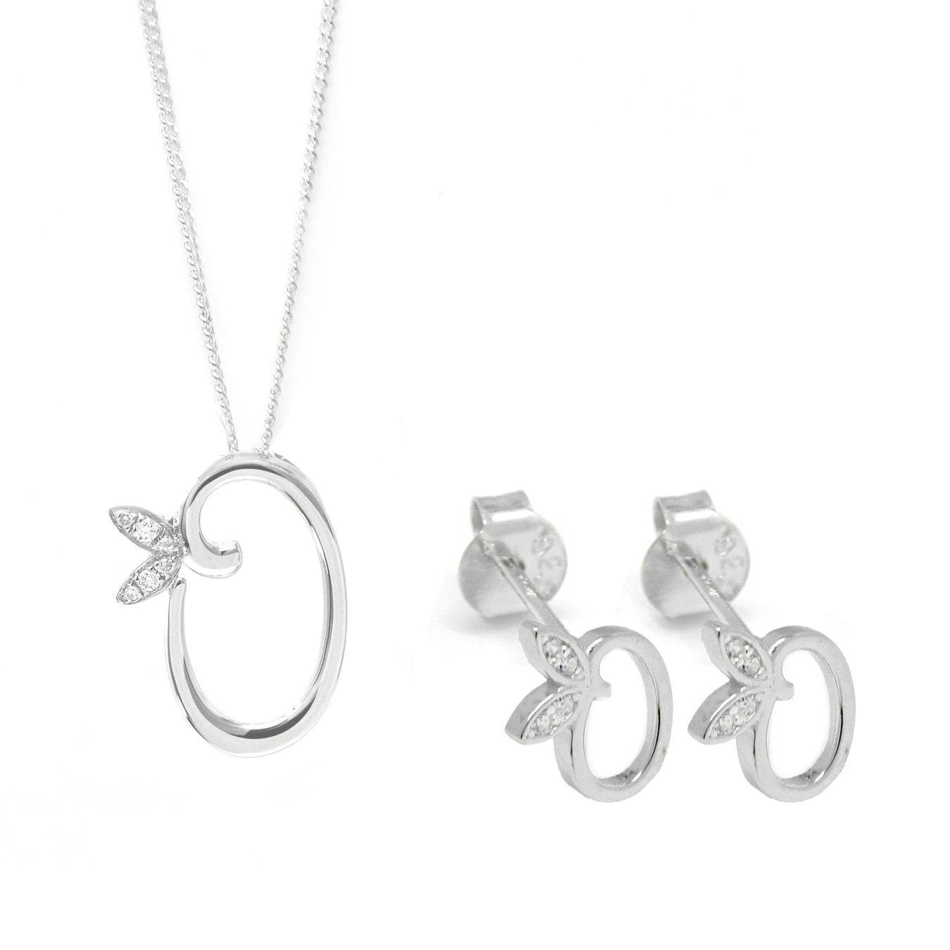 Say It With Silver Winged Initial Earring Gift Set - O