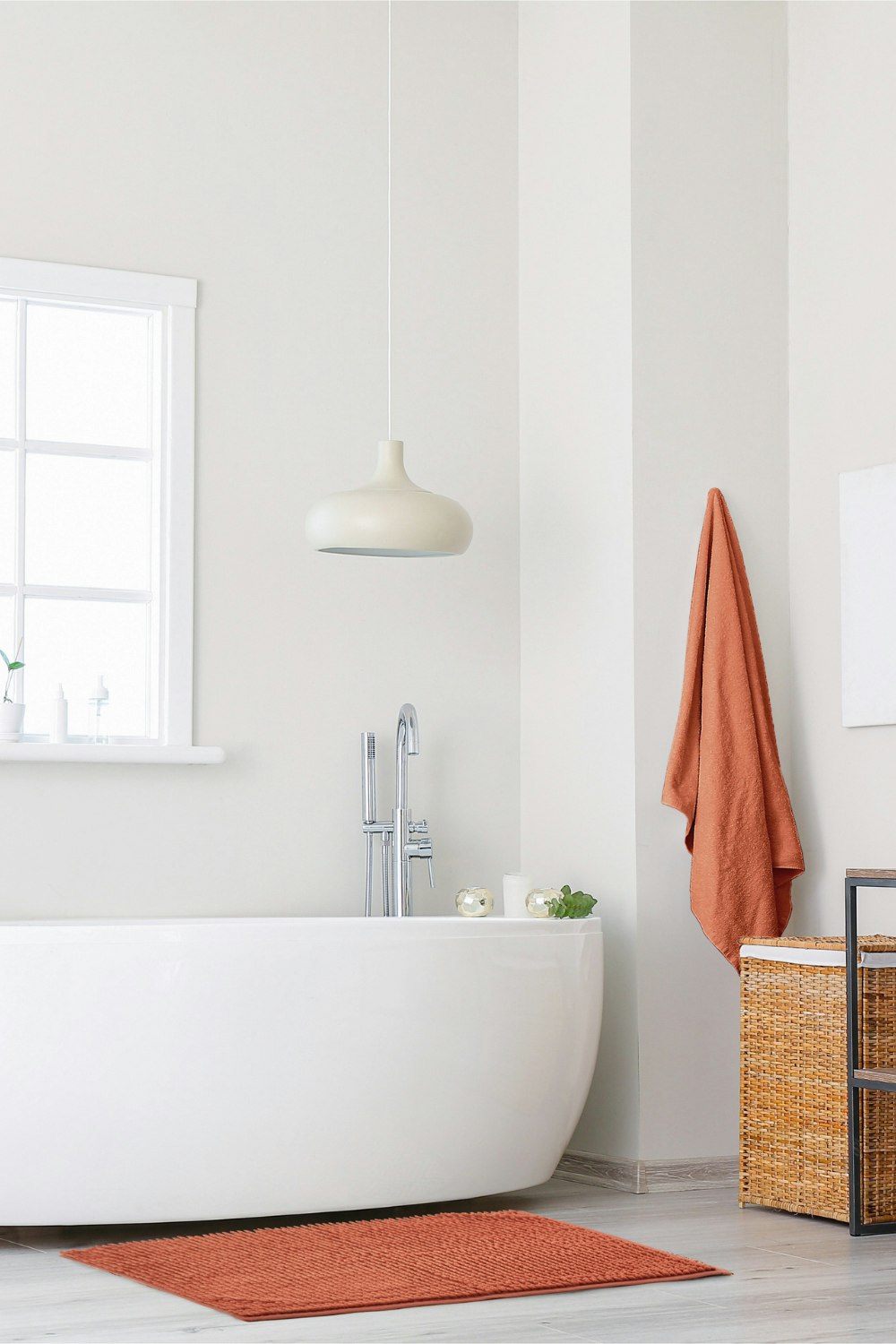 Rackhams Orange Noodle Non-Slip Bathroom Bath Mat - Burnt