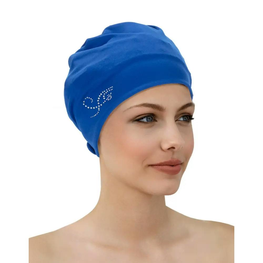Fashy Blue Applique Fabric Swim Cap - Royal