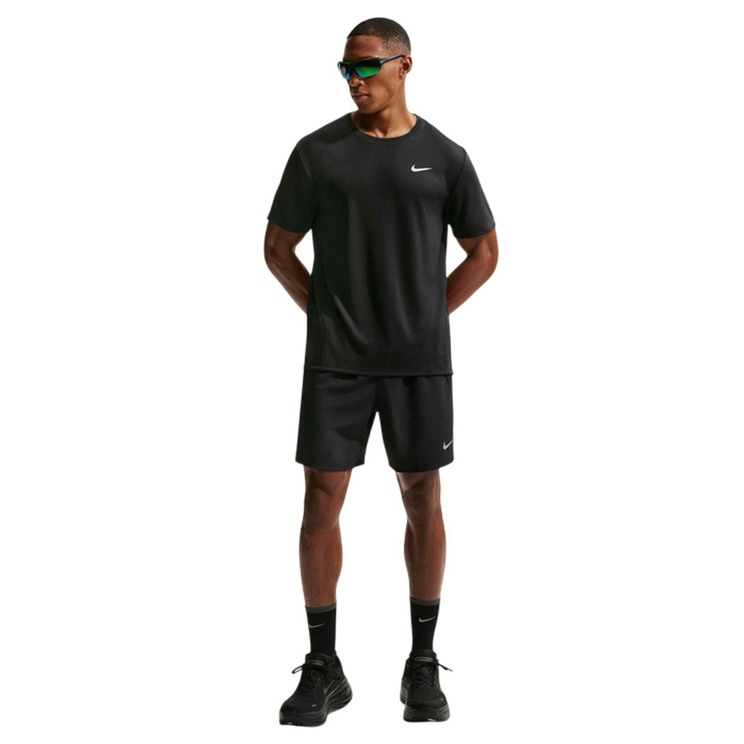 Nike Men's Black Miler Swoosh Reflective Detail T-Shirt - Xxl - 100% Polyester