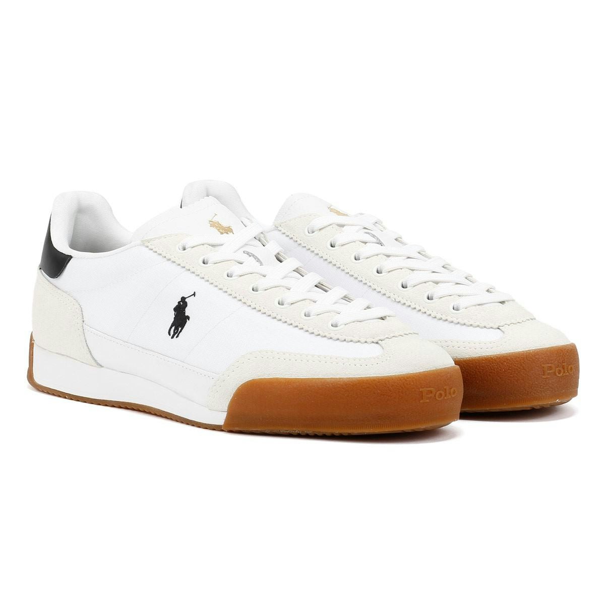 Polo Ralph Lauren Men's White/Black Hester Trainers - Size 10