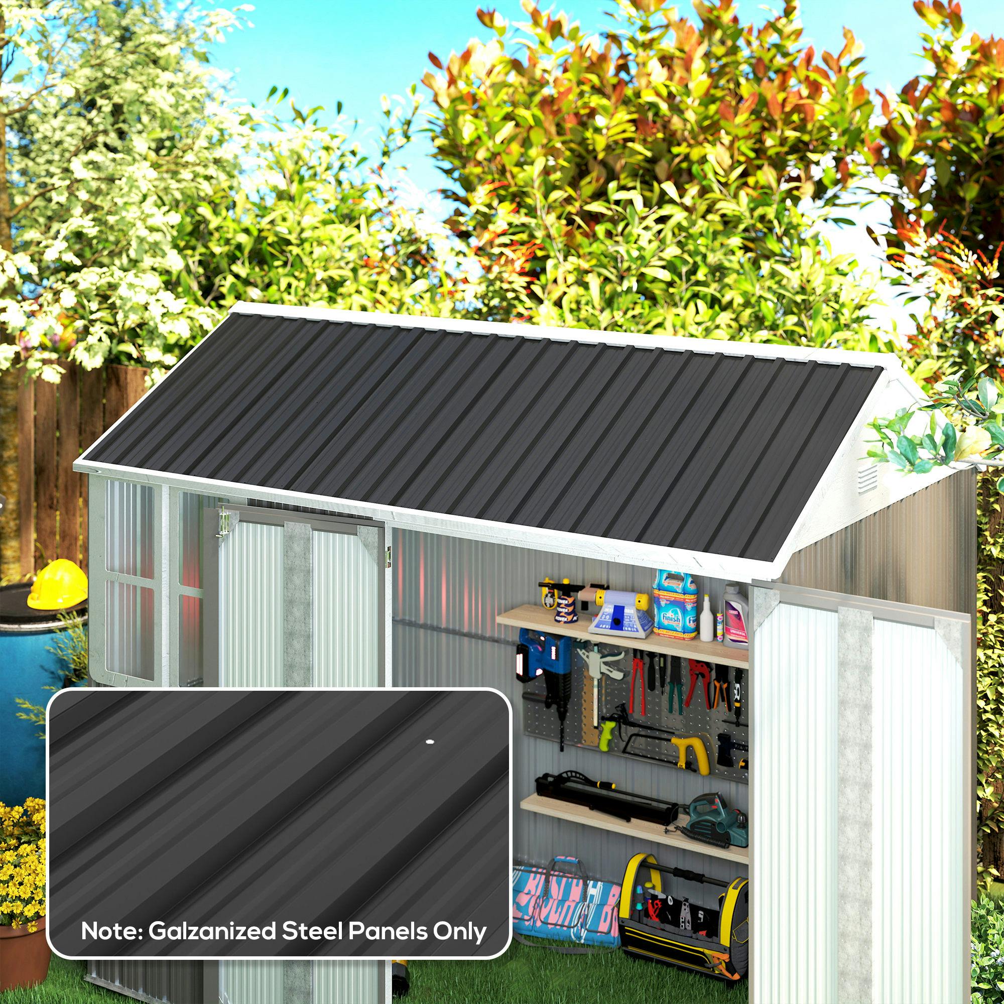 Outsunny Pack Of 12 Metal Roofing Sheets For Greenhouse, Black - Image 3