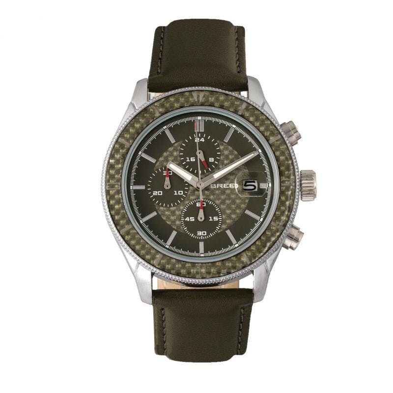 Breed Men's Silver Maverick Chronograph Watch W/Date - /Olive