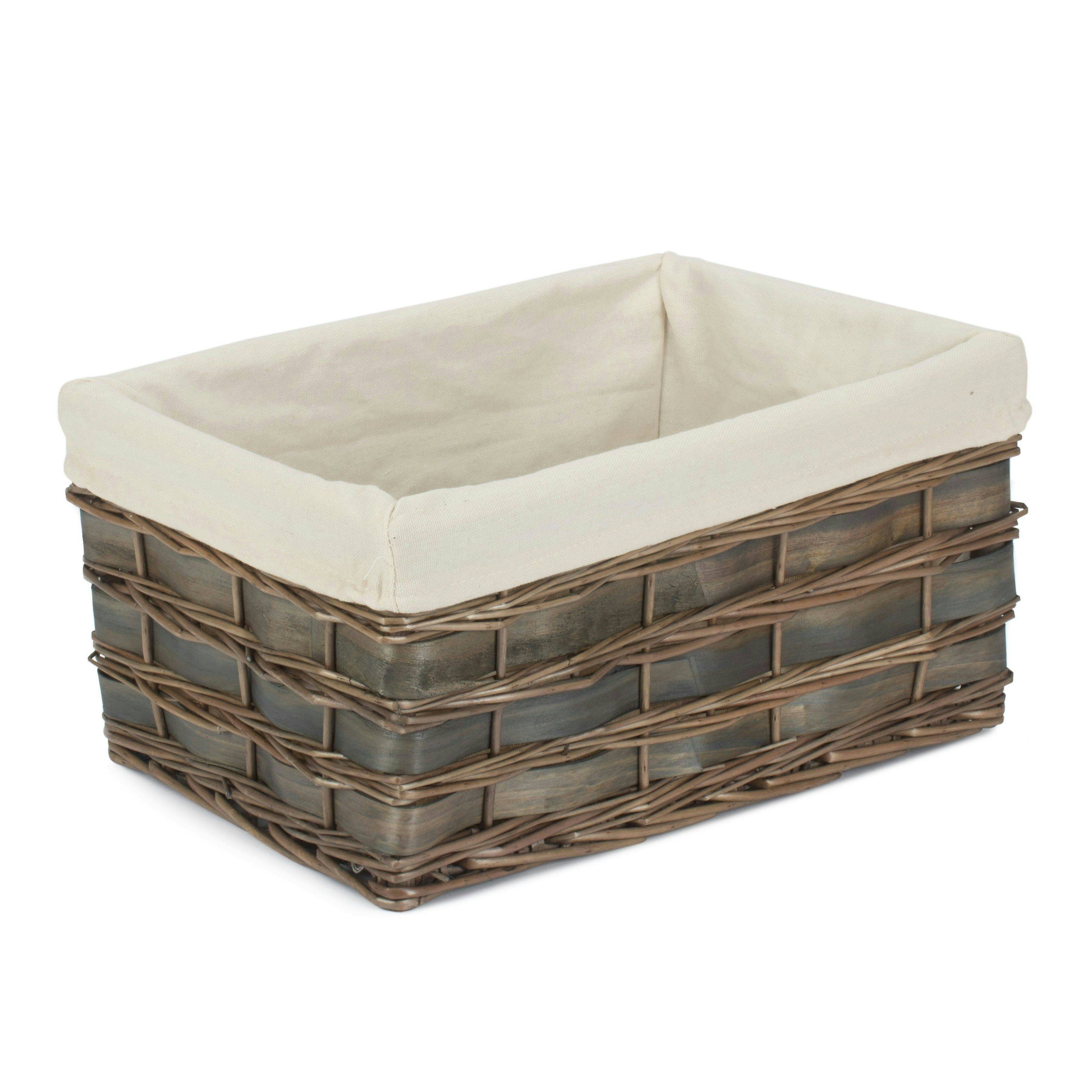 Red Hamper Red/Grey/White Hamper Scandi Storage Basket With Lining - Large