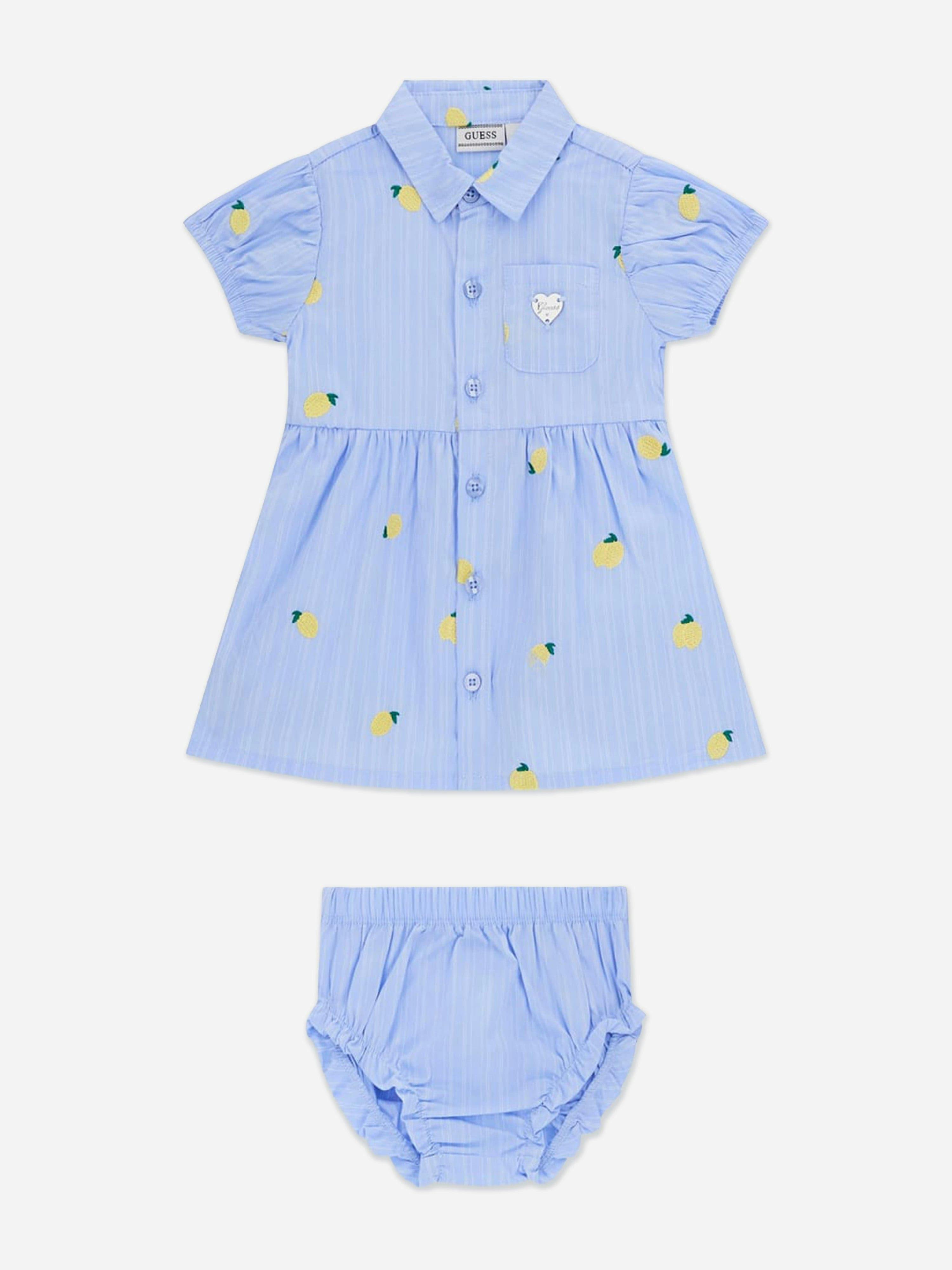 Guess Women's Blue Baby Girls Shirt Dress With Knickers In - 24 Mths