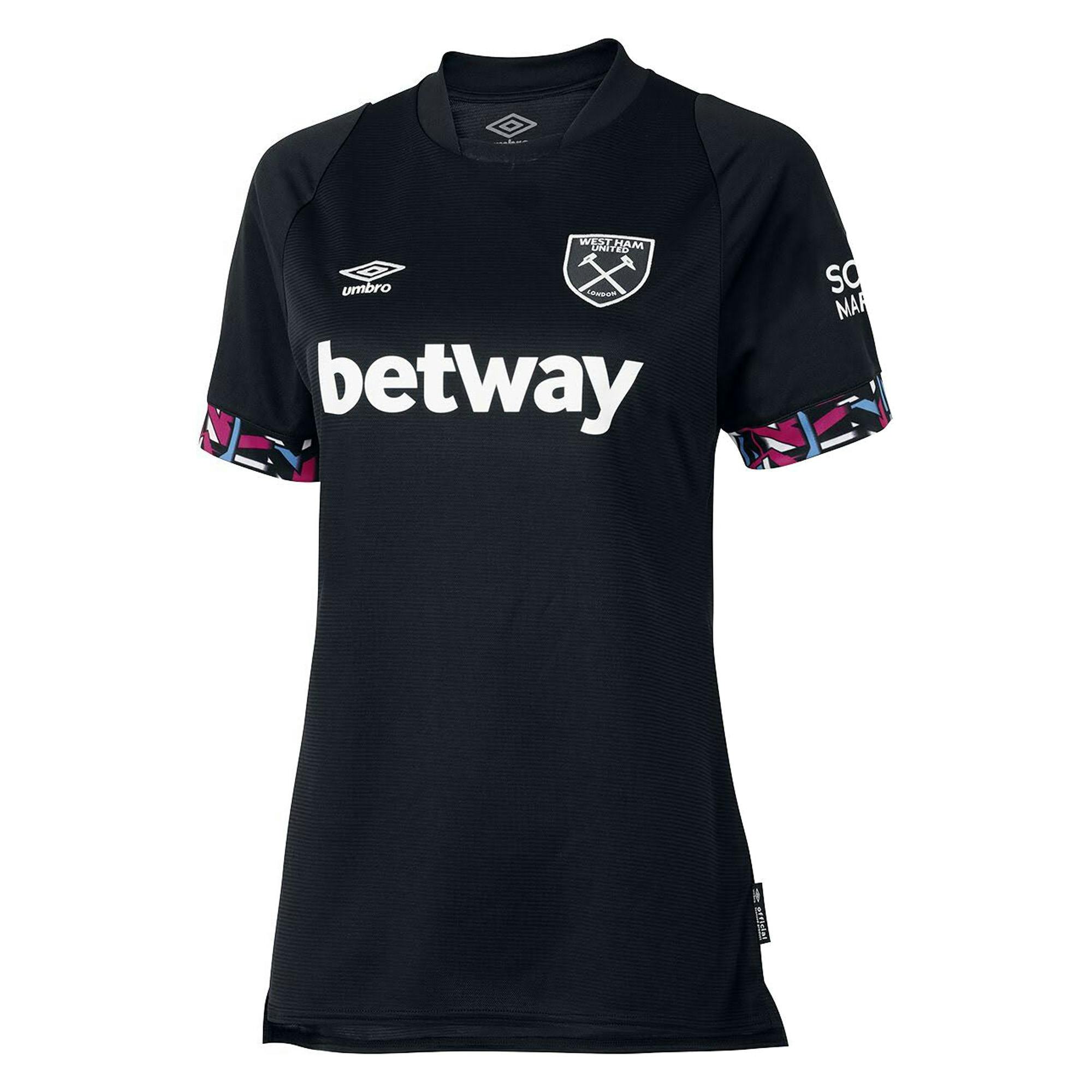 Umbro Women's Black/White West Ham United Fc 22/23 Away Jersey - 12 Uk - 100% Polyester