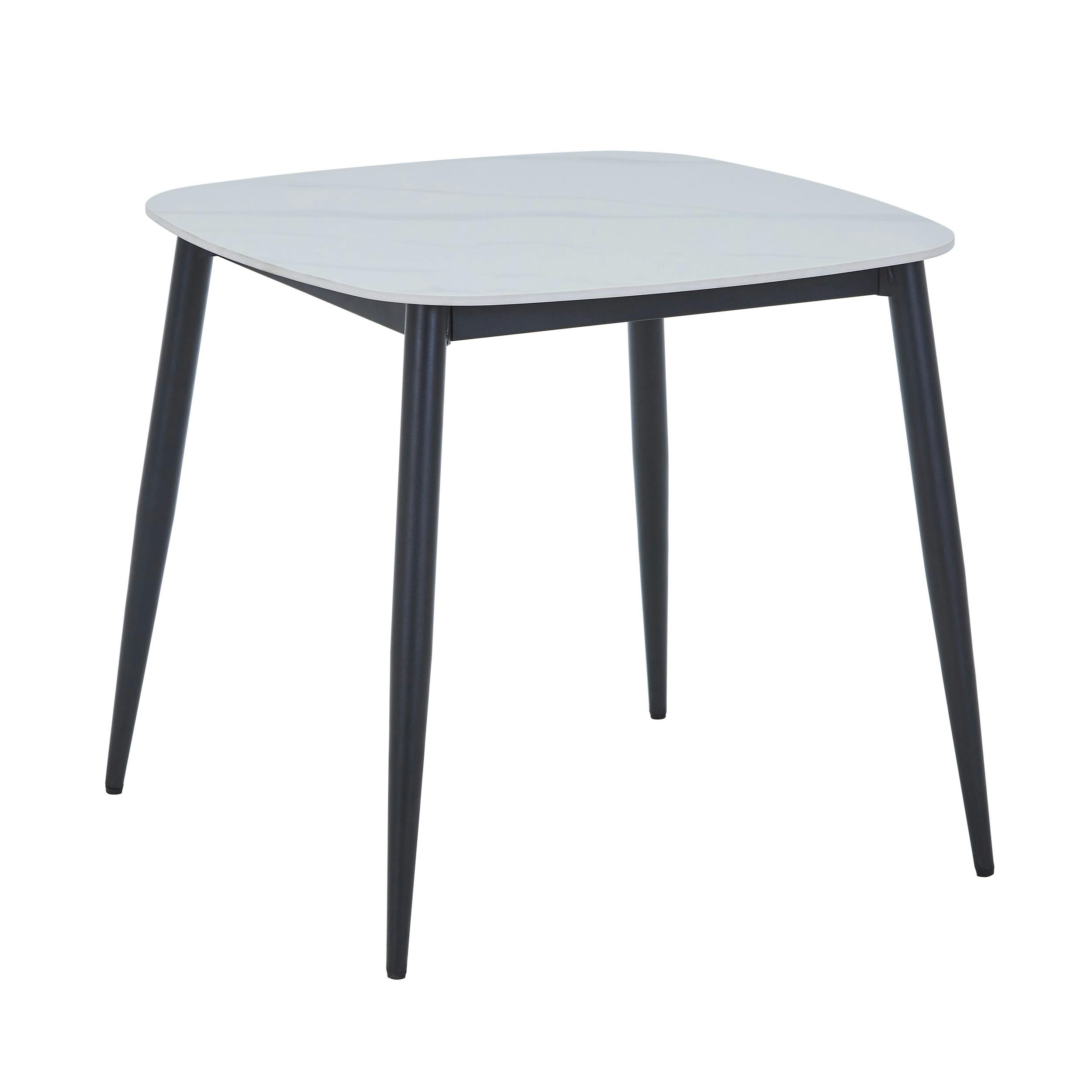 Rackhams White Aspen Square Dining Table, Sintered Stone