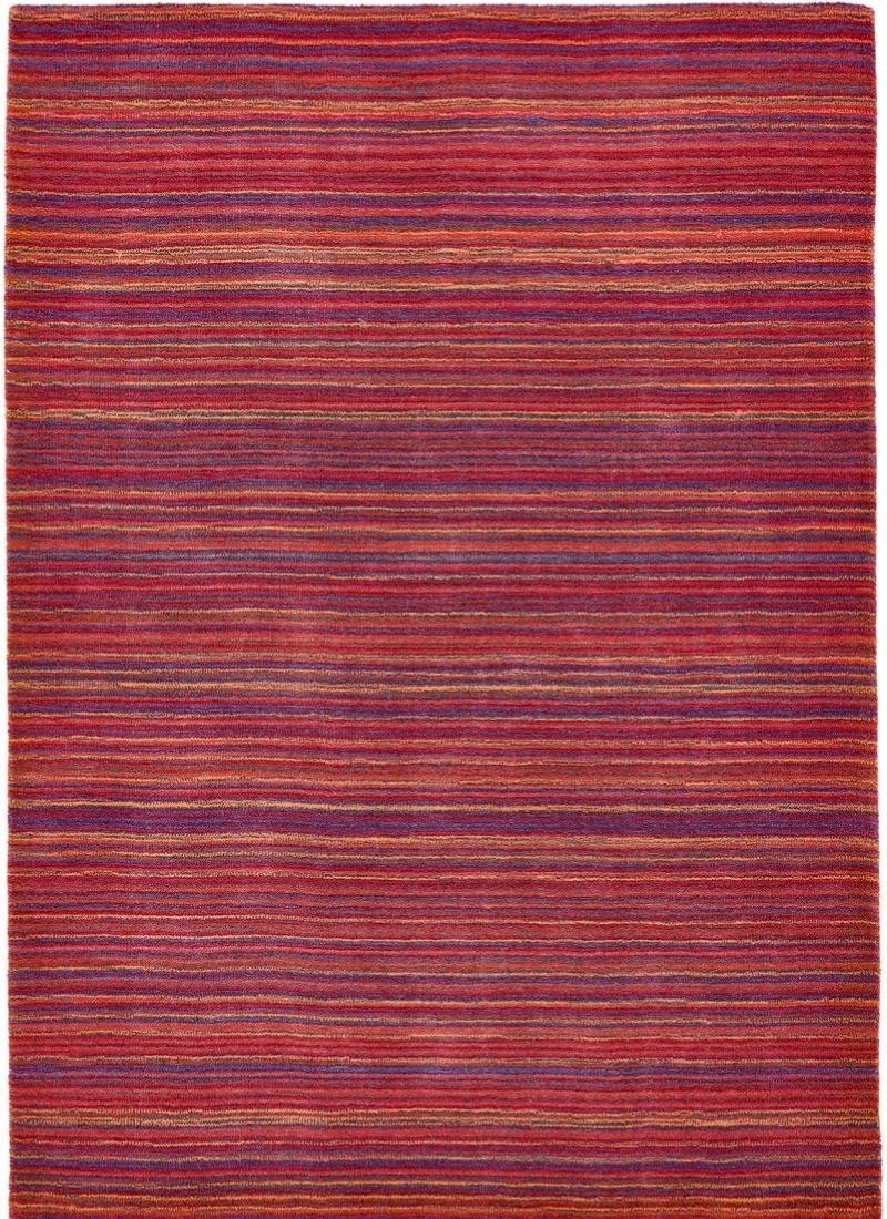 The Rugs Red Fine Striped Design Wool Rug - 80X150 Cm
