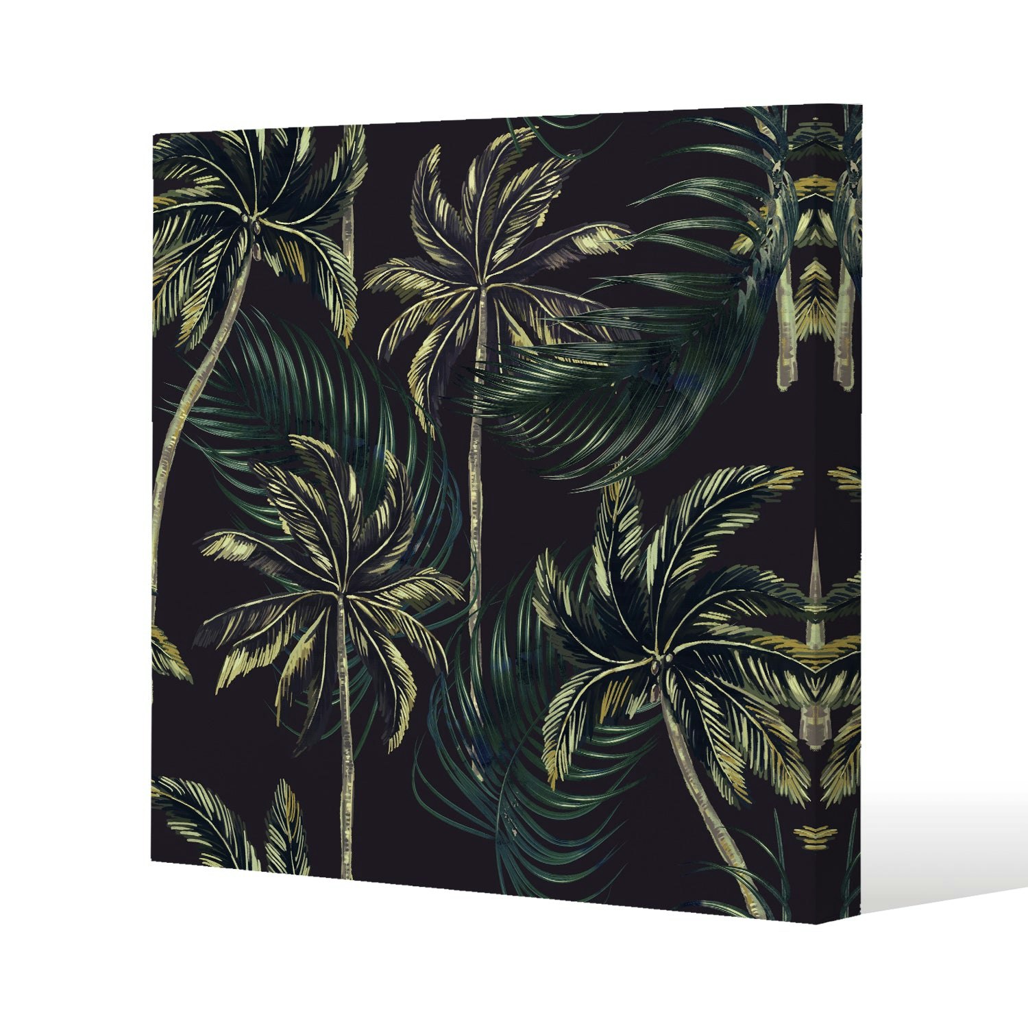 Rackhams Green/Black Palm On (Canvas Print) - 46 X 46 X 4Cm