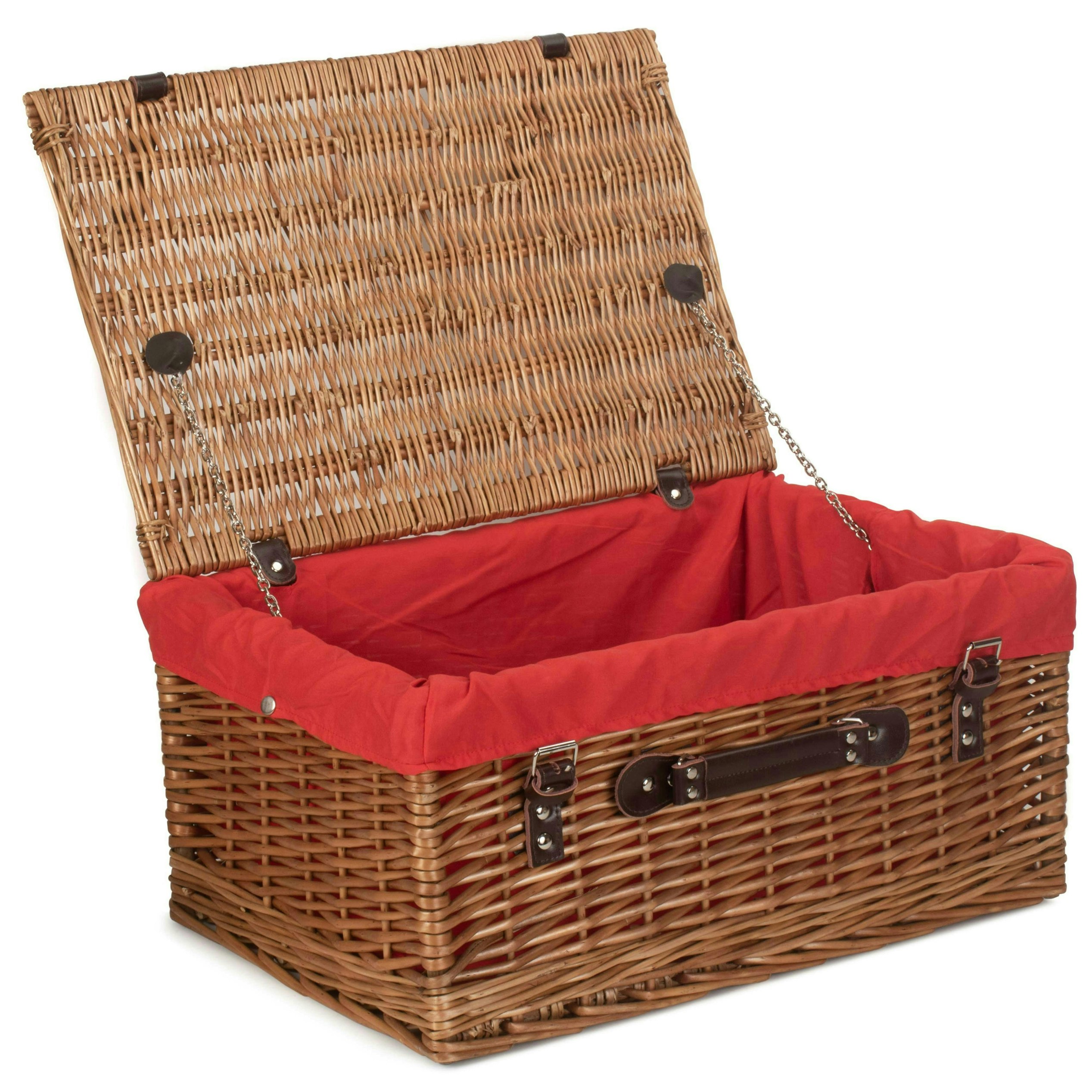 Red Hamper 51Cm Double Steamed Willow Wicker Picnic Basket
