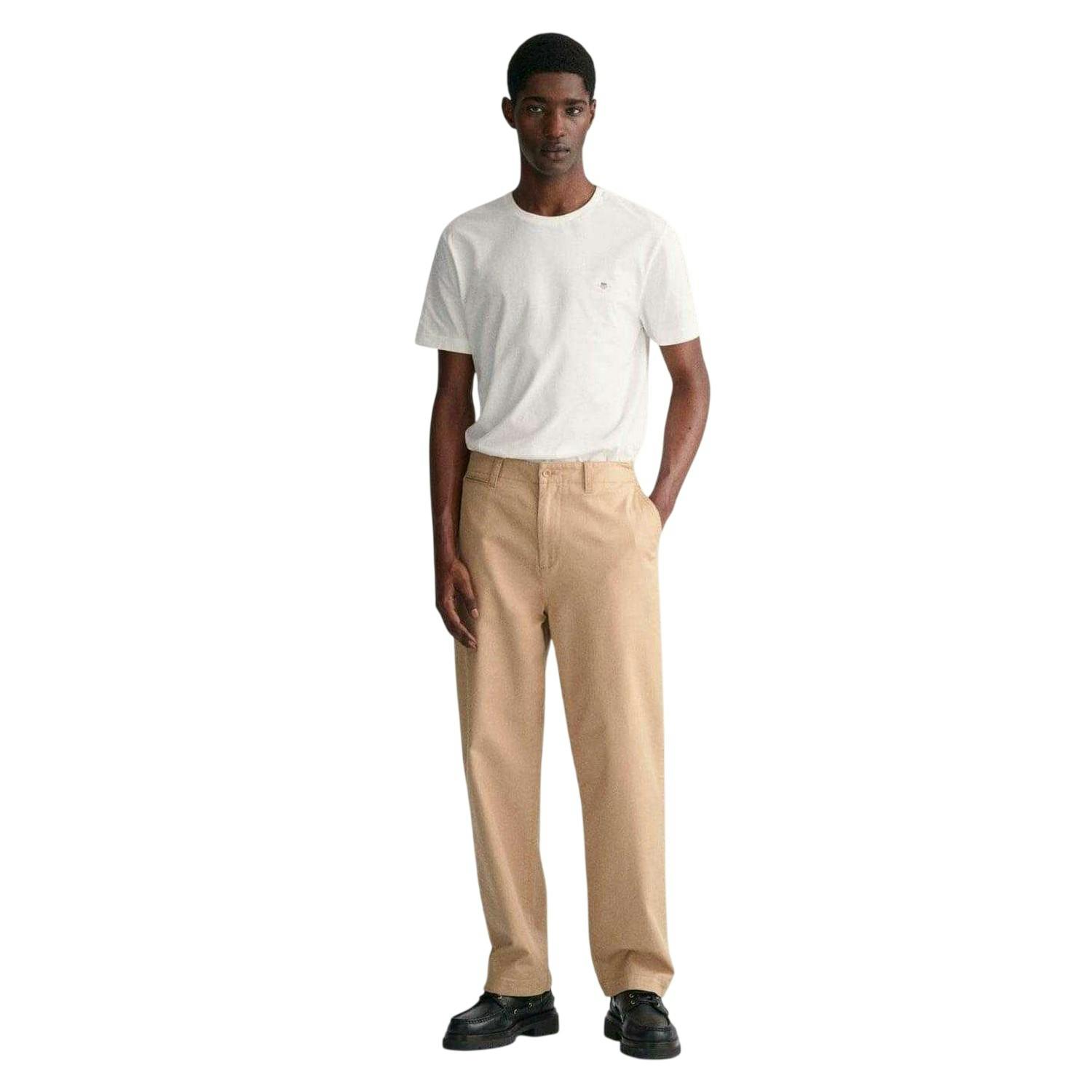 Gant Men's White Fit Shield T-Shirt - L - 100% Mixed
