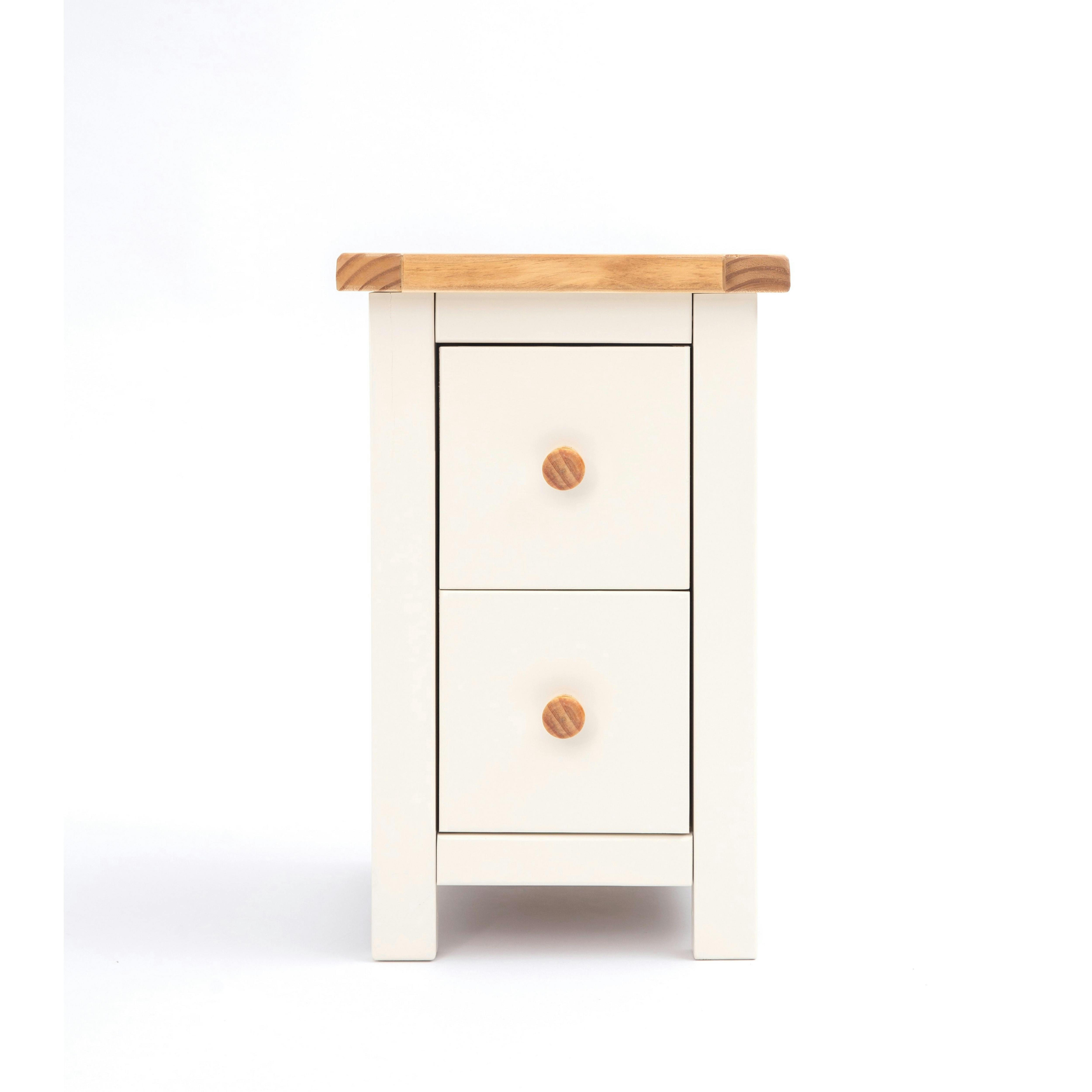 Cabinet Bits Maggiori 2 Drawer Petite Bedside Cabinet - White / Wood Knob - Image 3