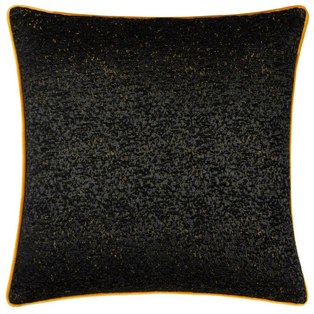Rackhams Black Chenille Piped Cushion Cover - 50Cm X 50Cm - 100% Polyester