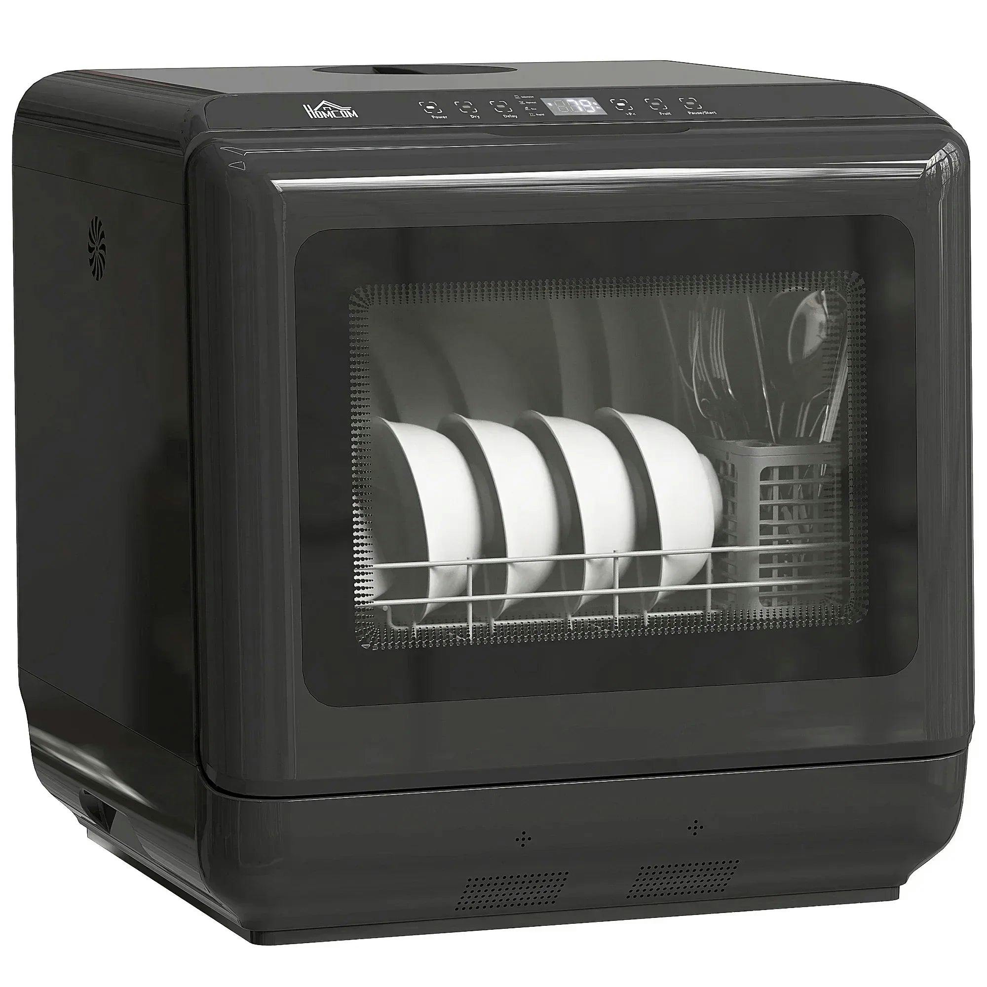 HOMCOM Countertop Dishwasher - Black - Compact - 4 Place Settings - 70°C Steam Sanitation - 800-268V70BK - Image 10