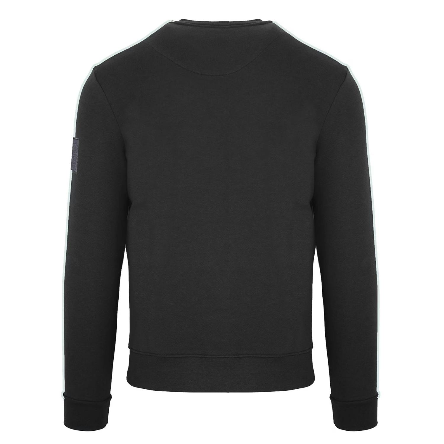 Aquascutum Unisex Black Adult Logo Ribbed Regular Long-Sleeved Sweatshirt - L
