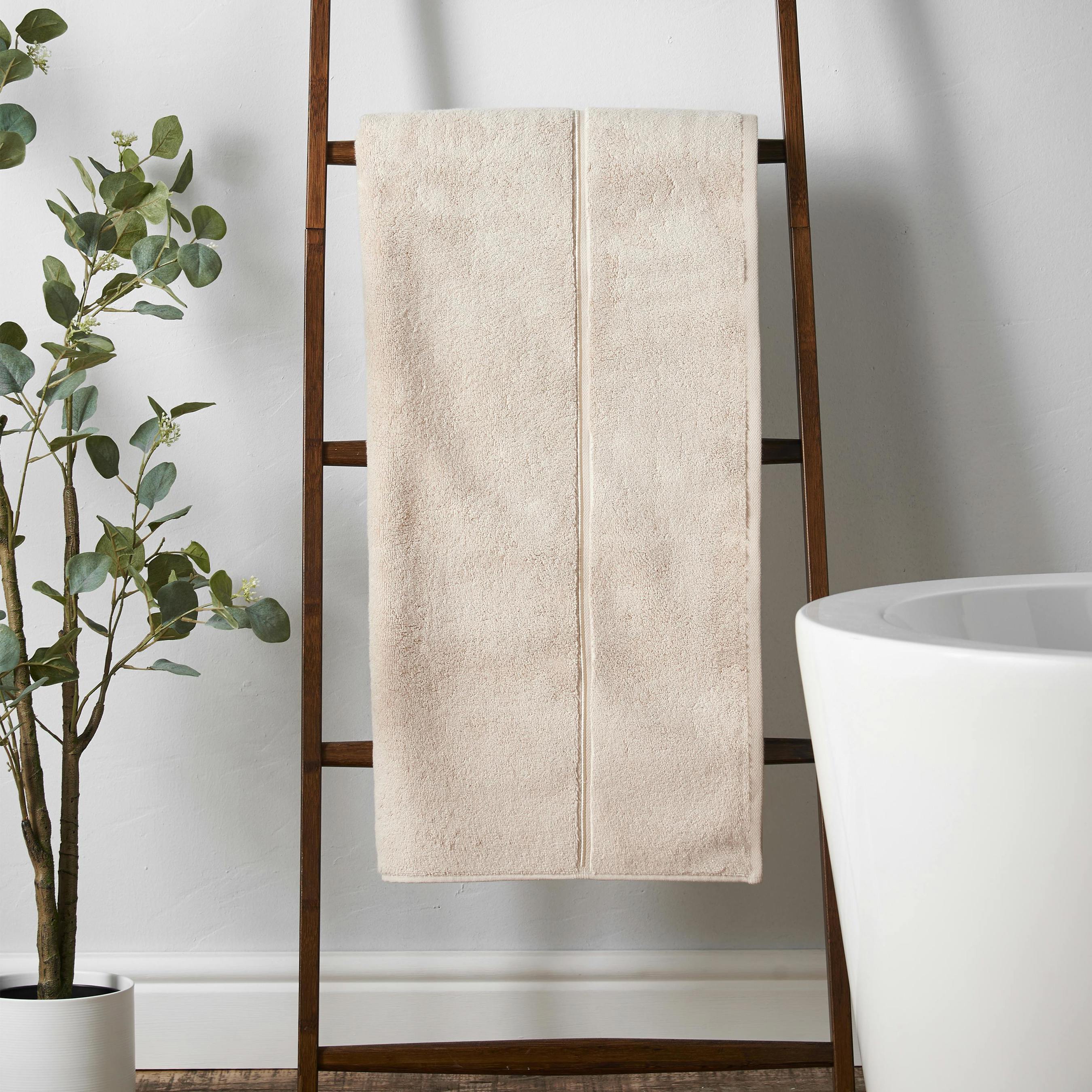 Bianca Zero Twist Satin Stitch Cotton Towel Natural - Bath Towel - Natural