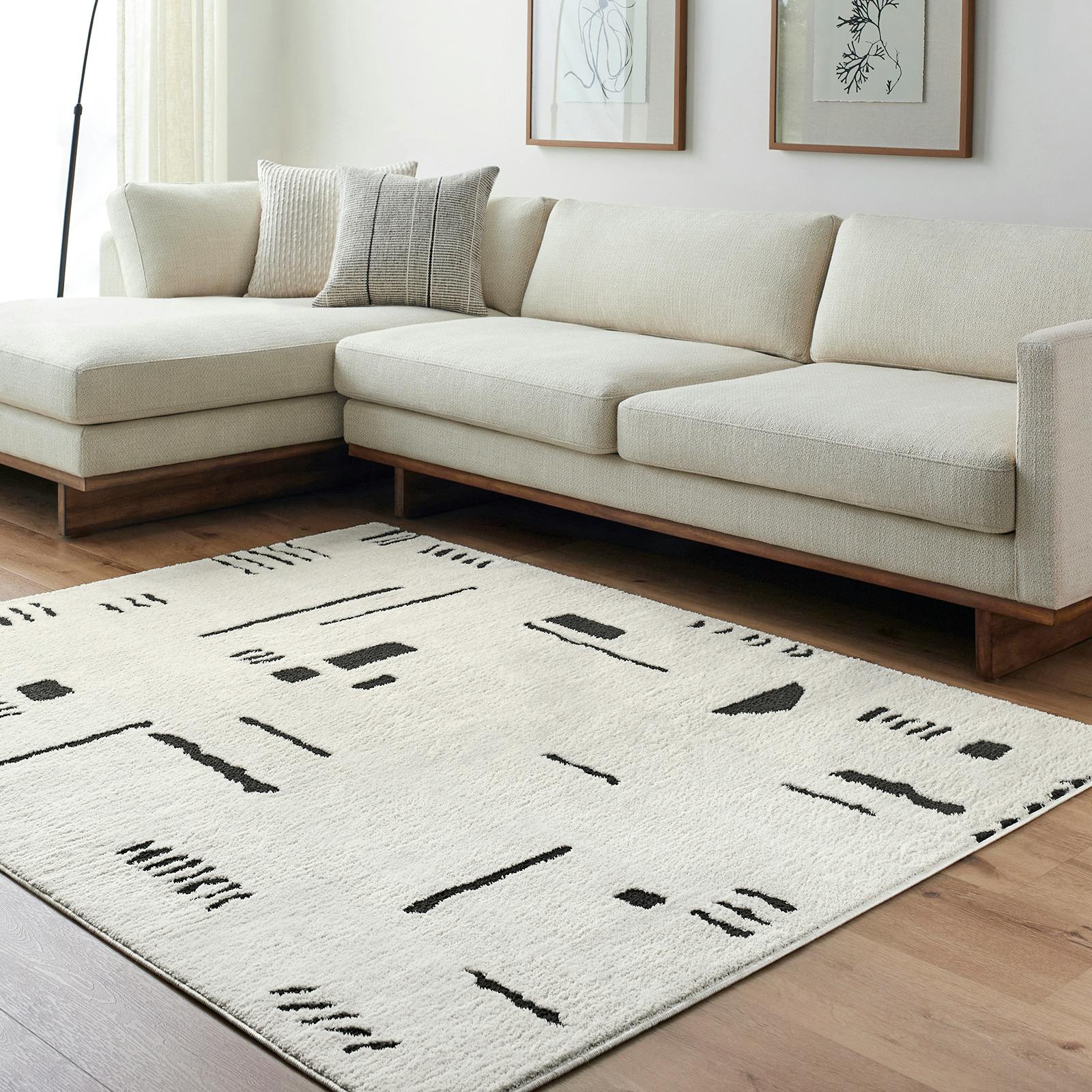 Livabliss Ivory/Black Freud-Modern High Pile Rug - 200 X 275 Cm