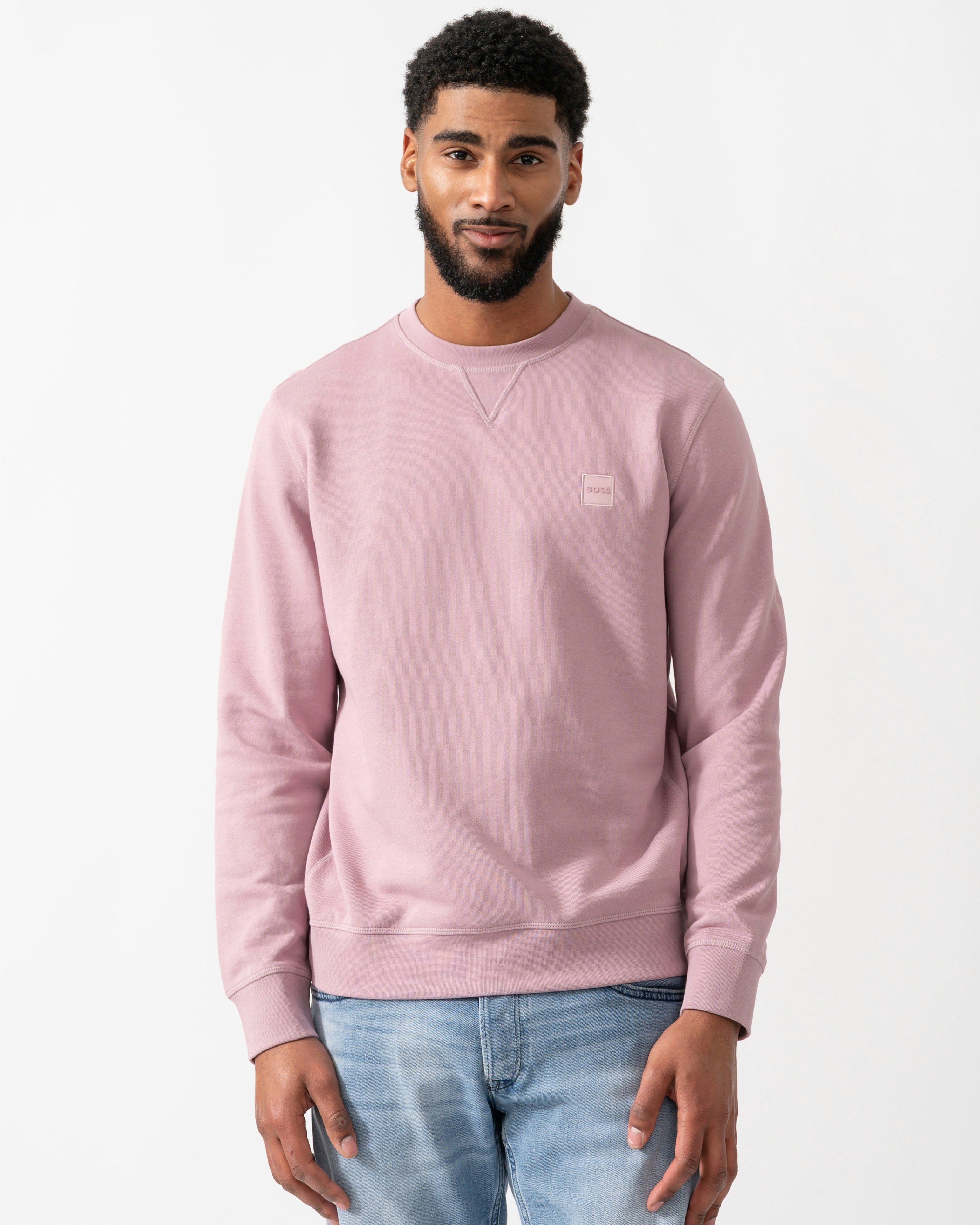Boss Men's Orange/Light/Purple Westart Crew Neck Sweatshirt With Logo Patch - /Pastel 539 - /Pastel 539 - M