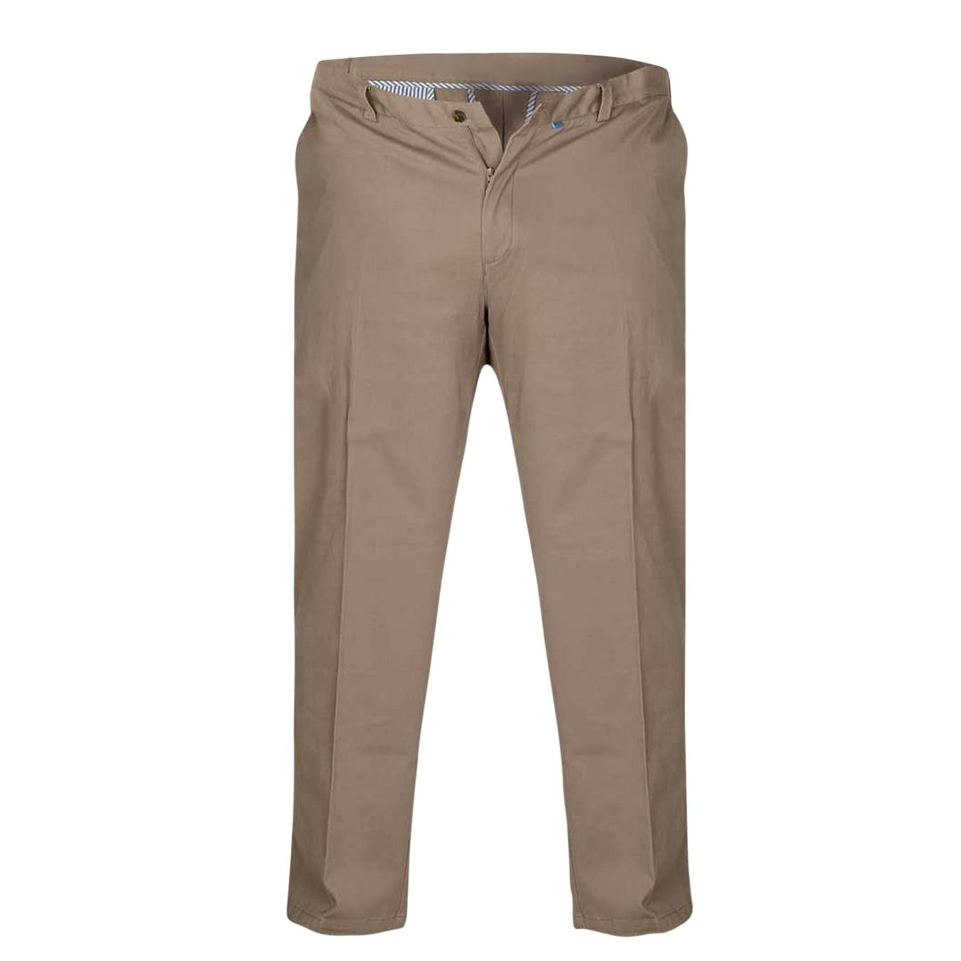 Duke Men's D555 Bruno Stretch Chino Kingsize Trousers - Stone - 52S - Stone - 97% Cotton/3% Elastane